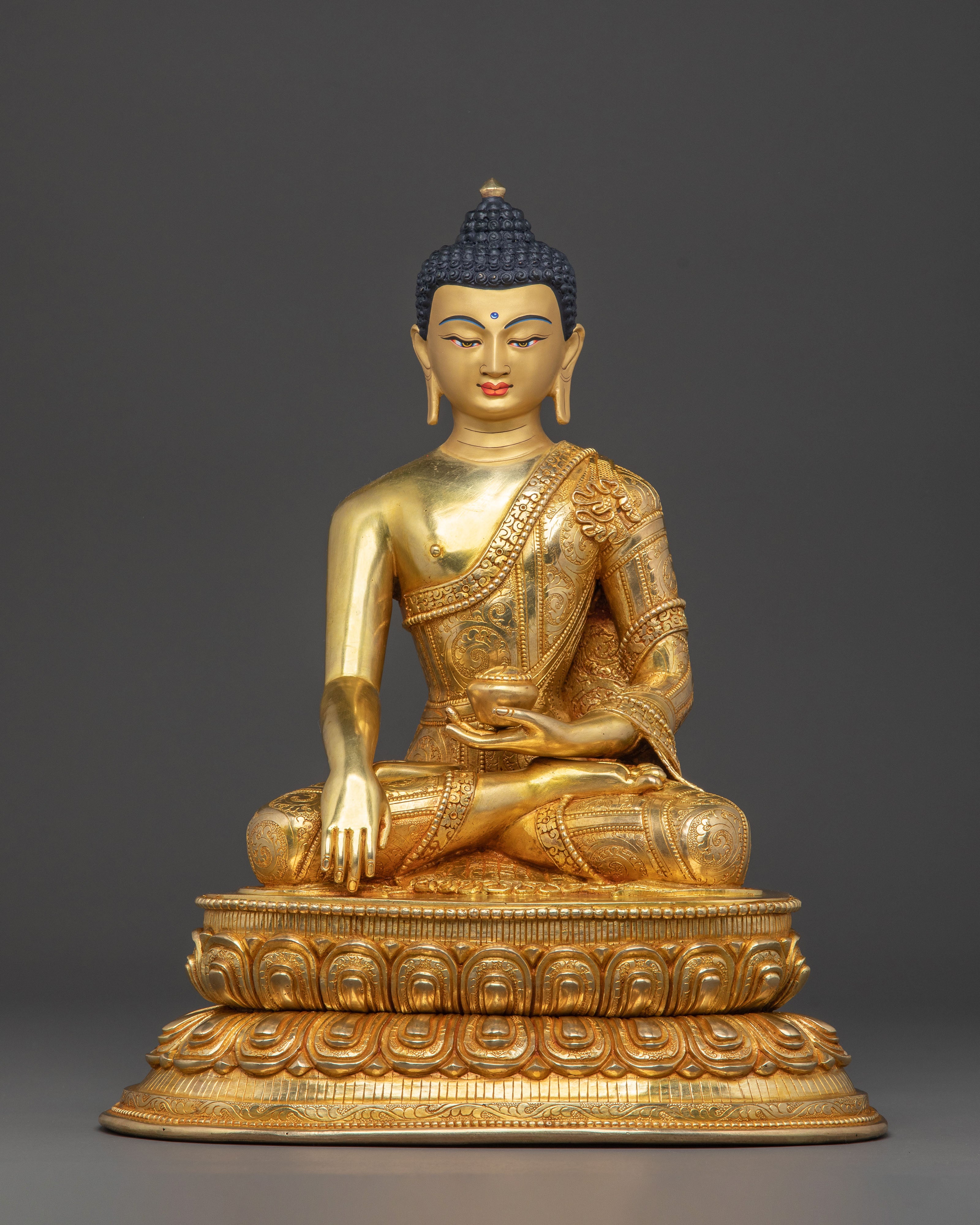 Radiant Tibetan Shakyamuni Buddha Handcrafted Statue