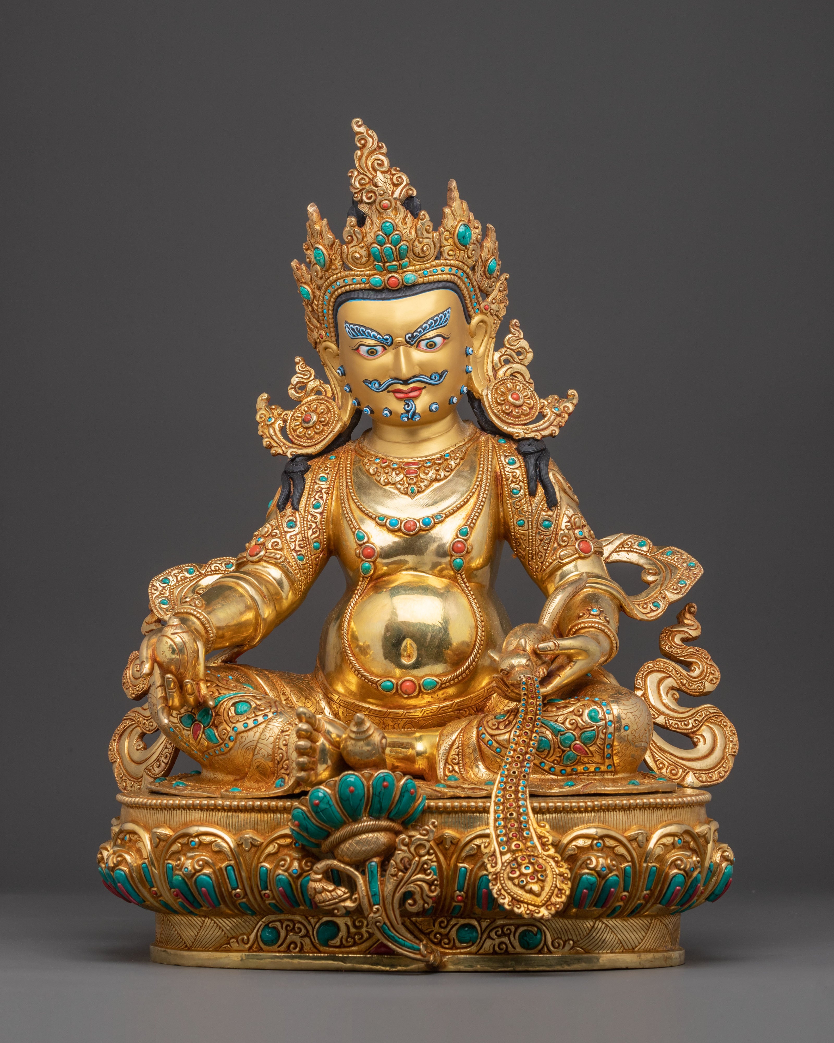 Handmade Sacred Dzambhala Statue: Buddhist God of Wealth