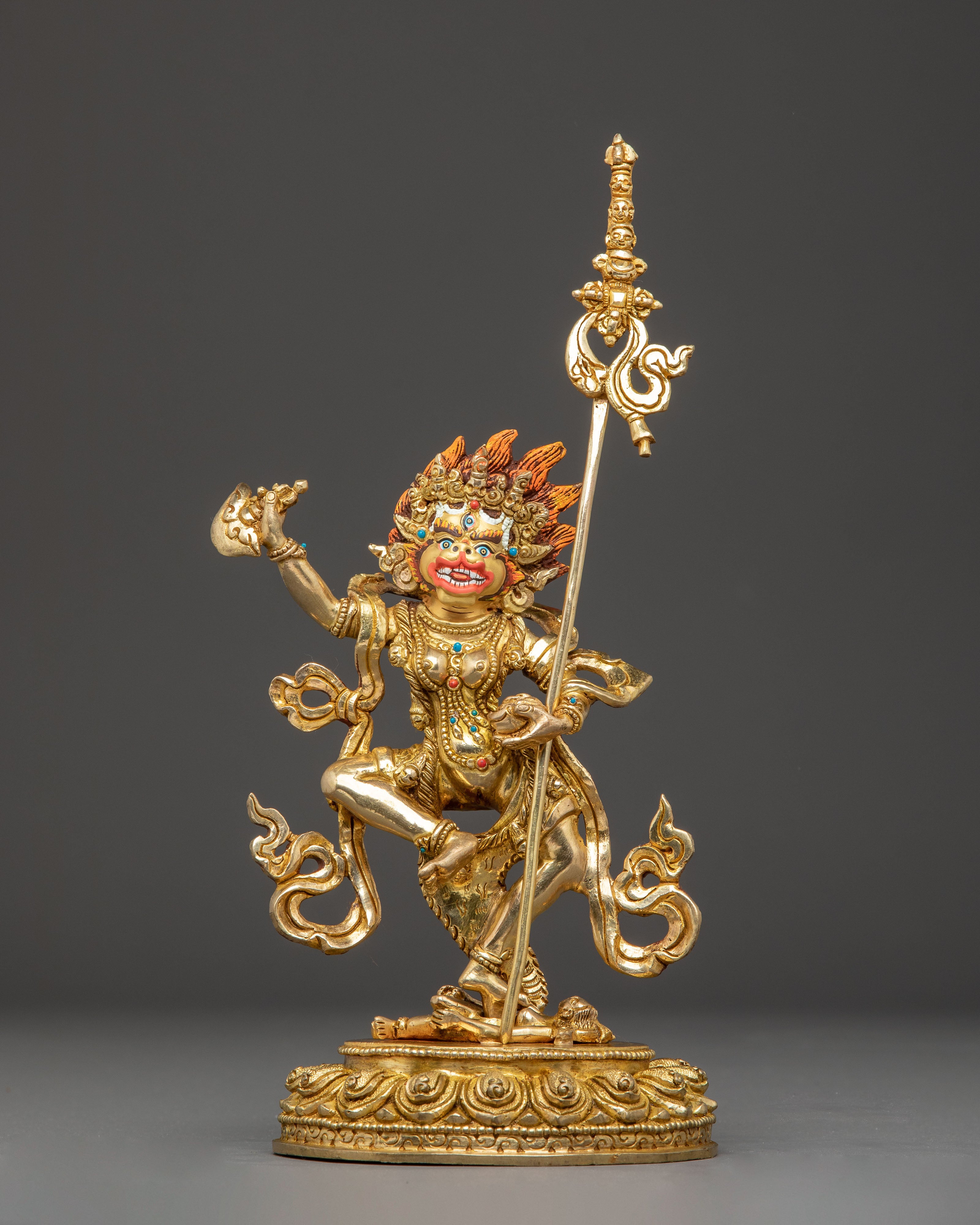 Handcrafted Dharma Protector Simhamukha Statue