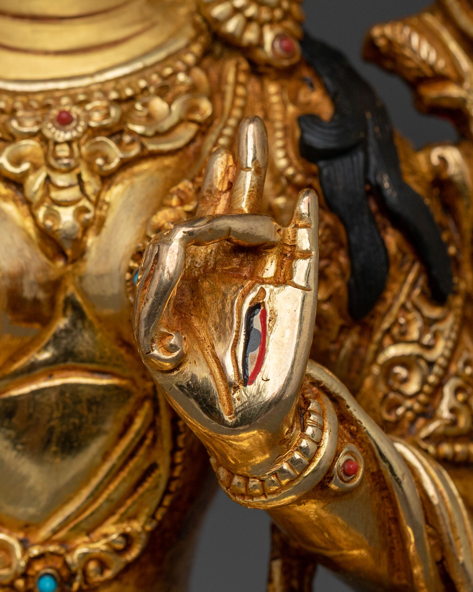 White Tara Peaceful Statue: Serene Gold-Gilded Copper