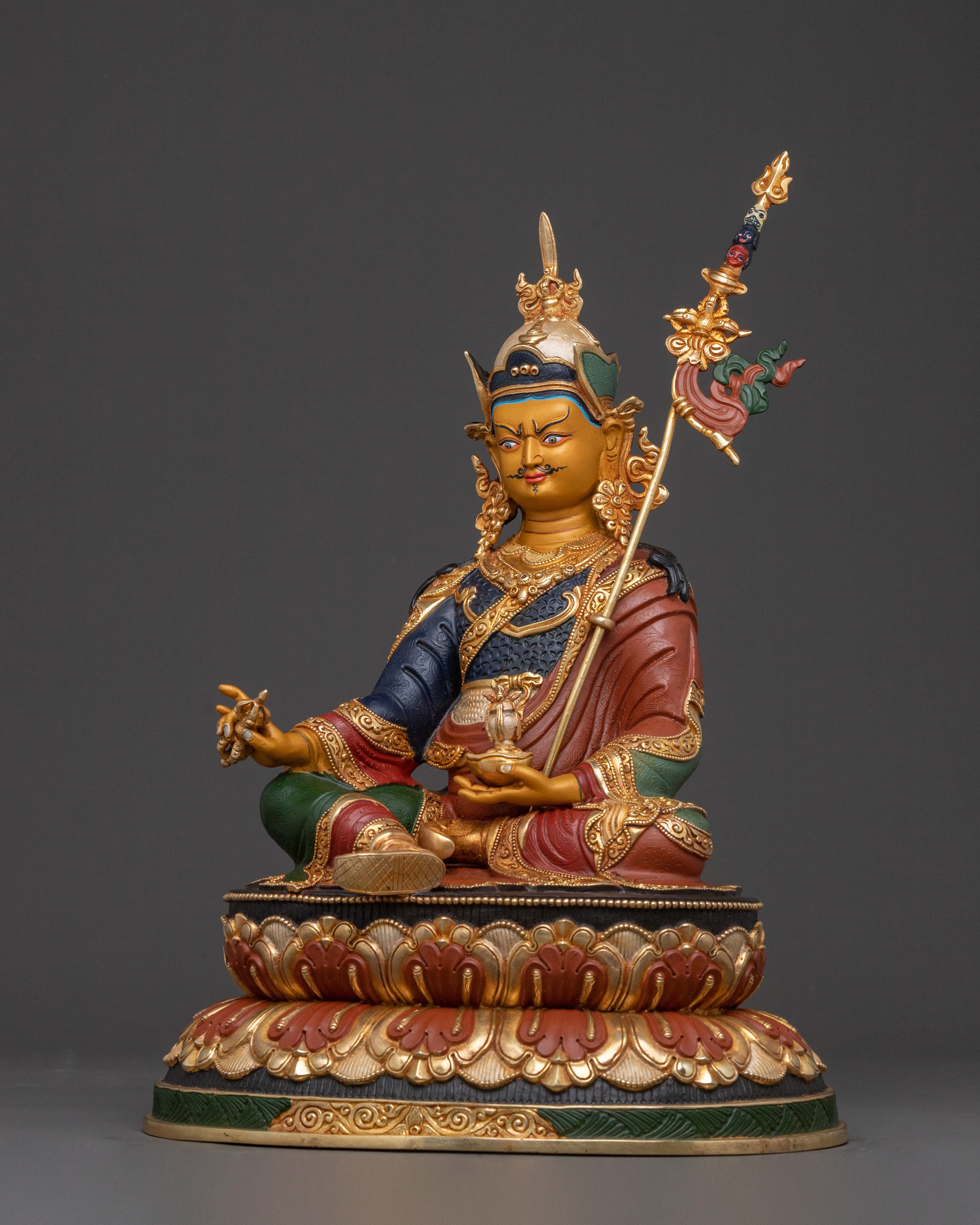 Guru Rinpoche Divine Statue – Gilded Copper Art