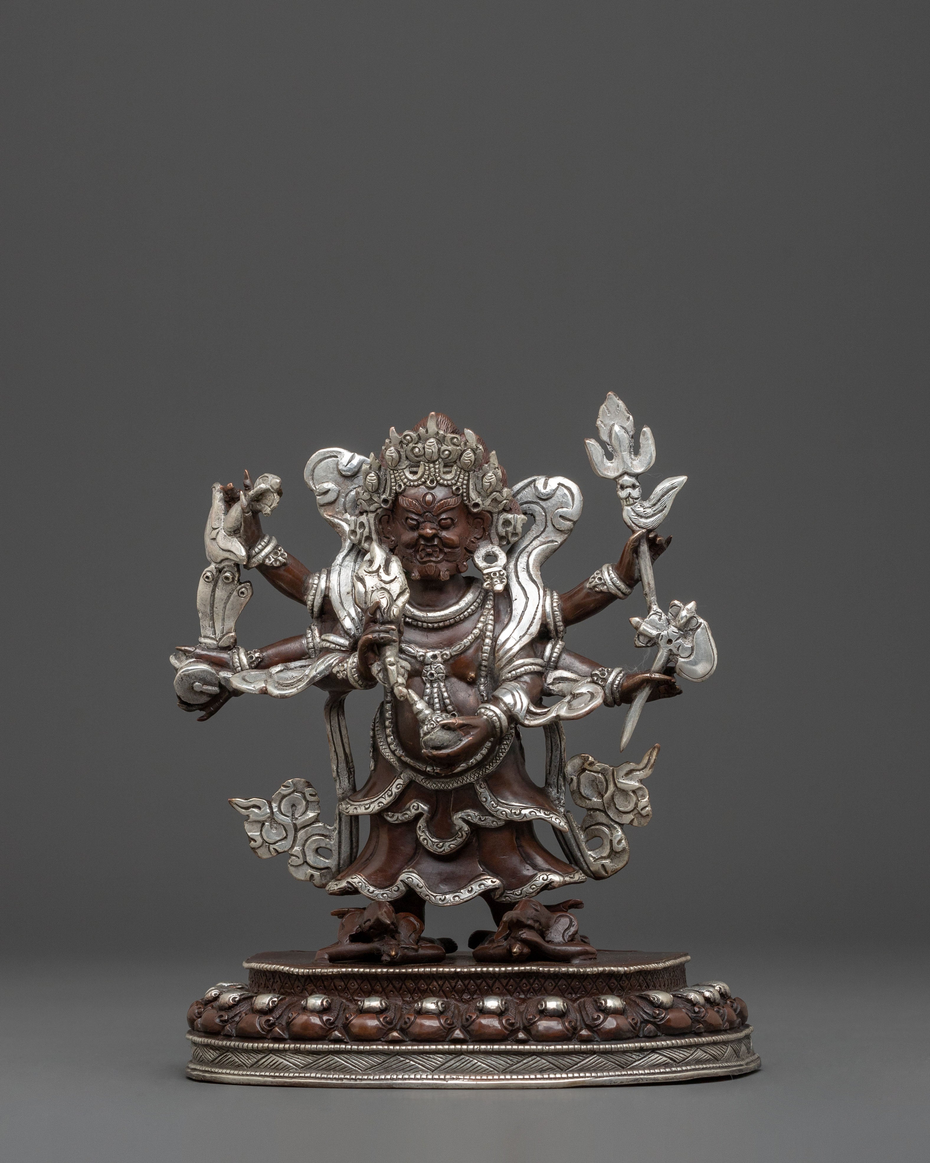 White Mahakala Sacred Statue | Protector Figure