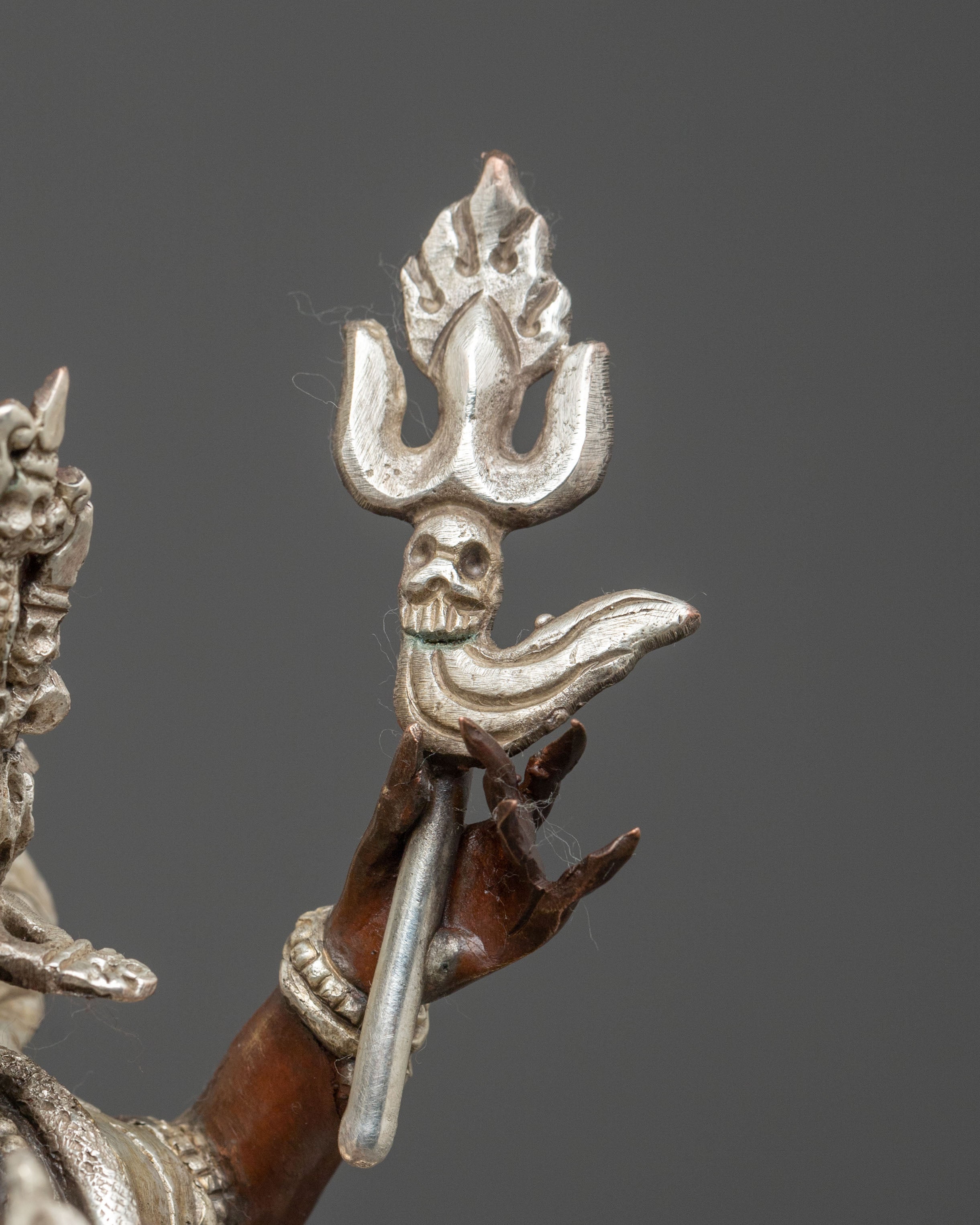 Four Armed Mahakala Statue of Protection | Oxidized Copper