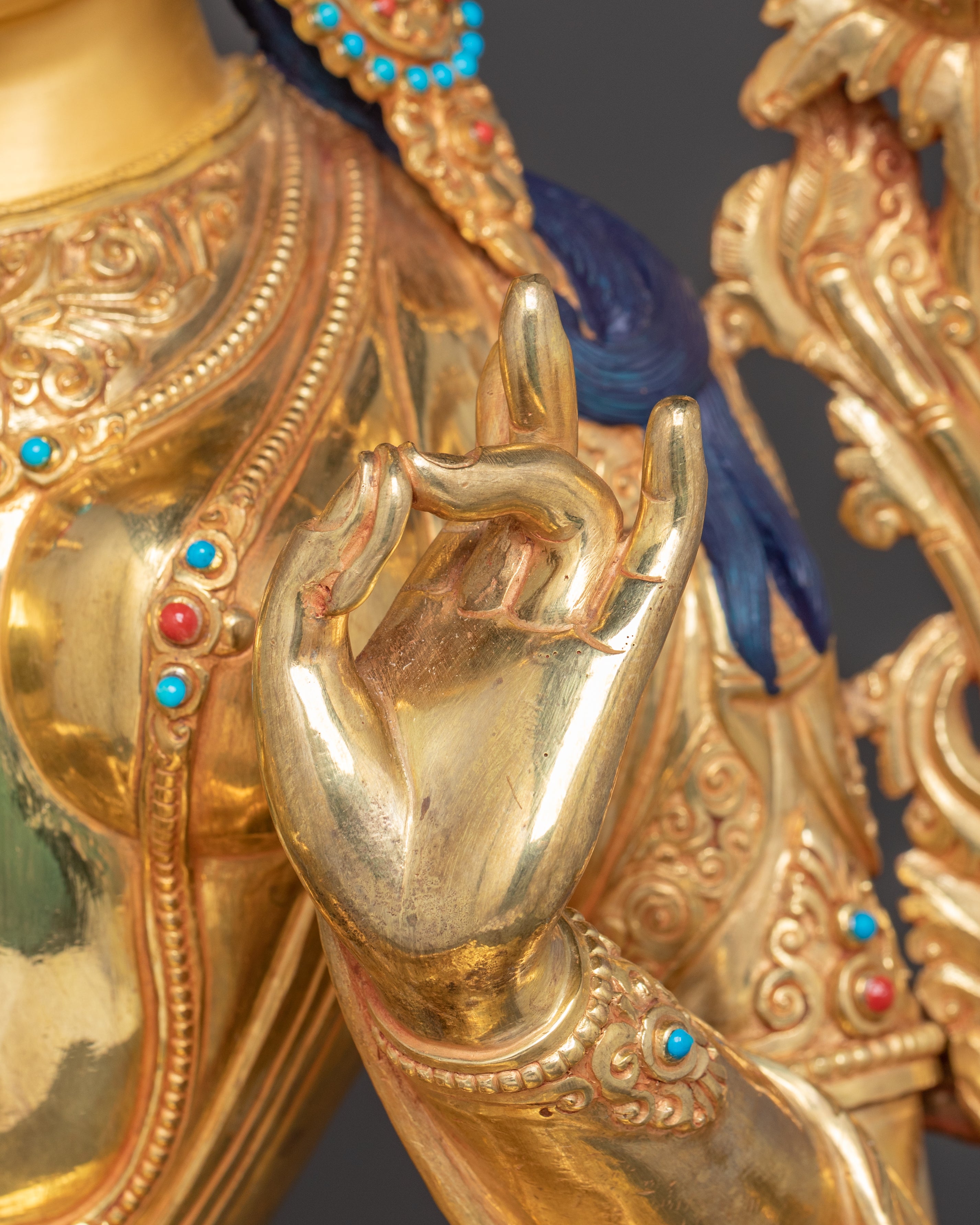 Handmade Tibetan Sacred Art of Green Tara for Altar | Goddess of Compassion