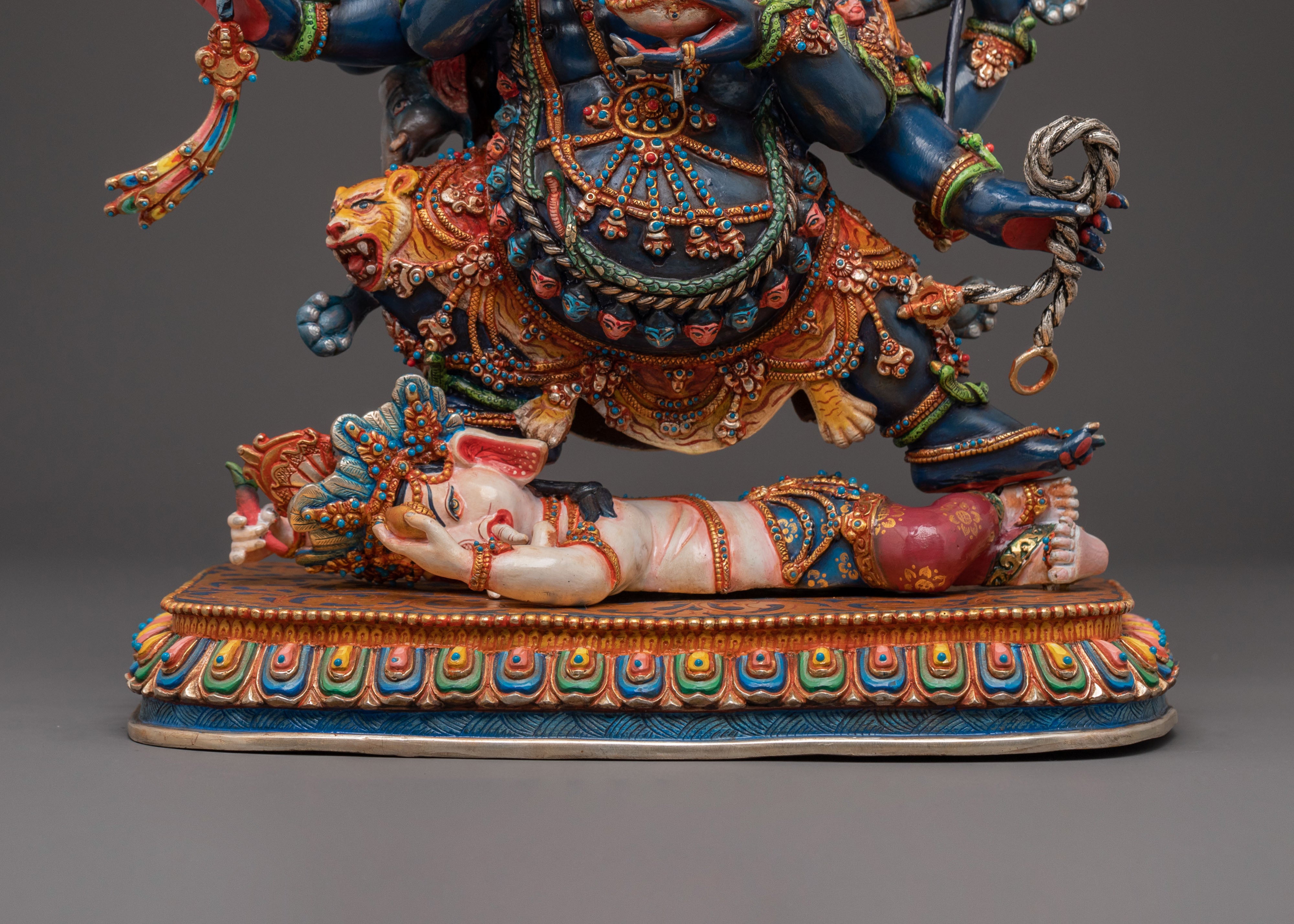 Mahakala Six Arms Protector Sculpture for Altar