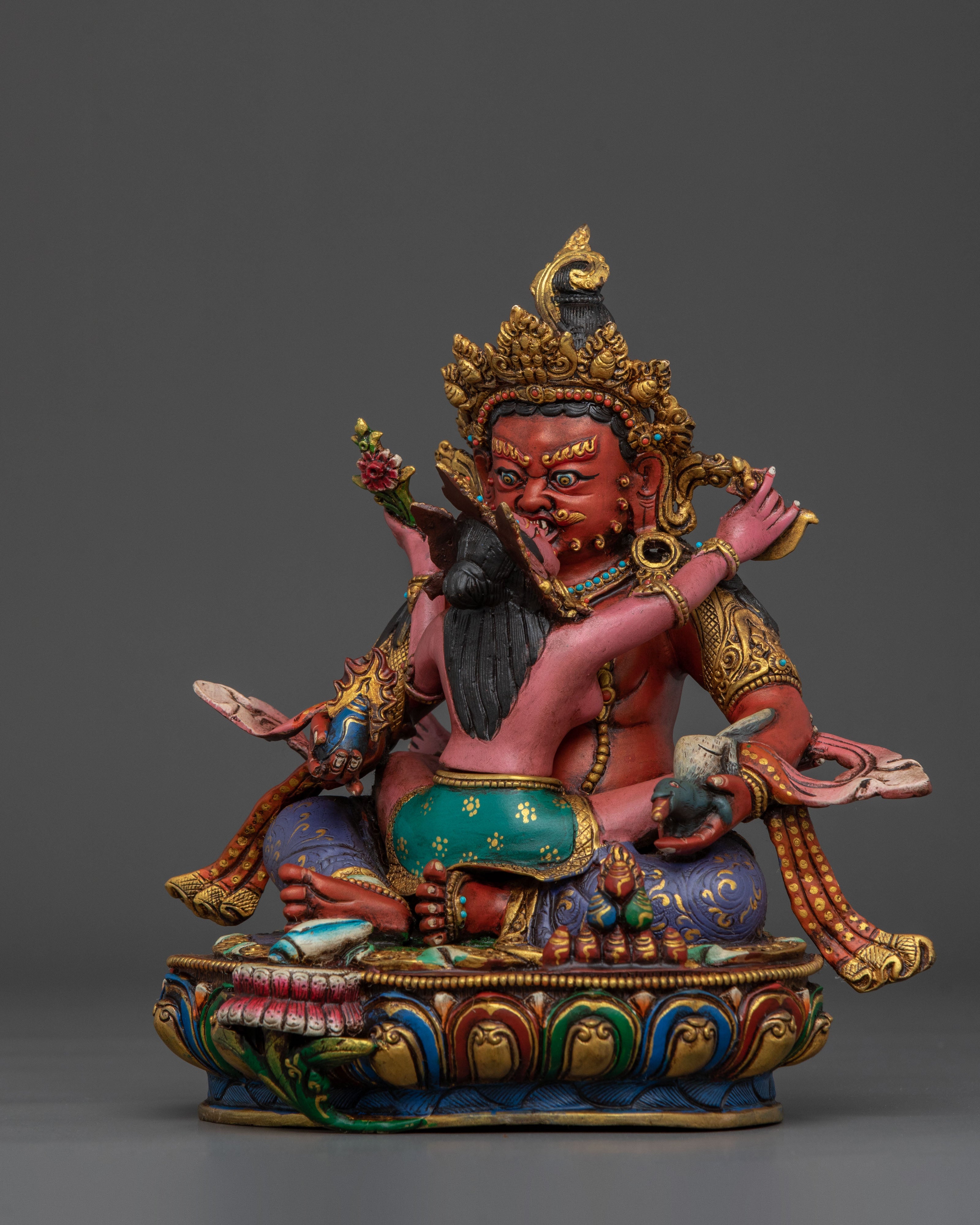 Red Dzambhala Statue | Tibetan Buddhist Deity