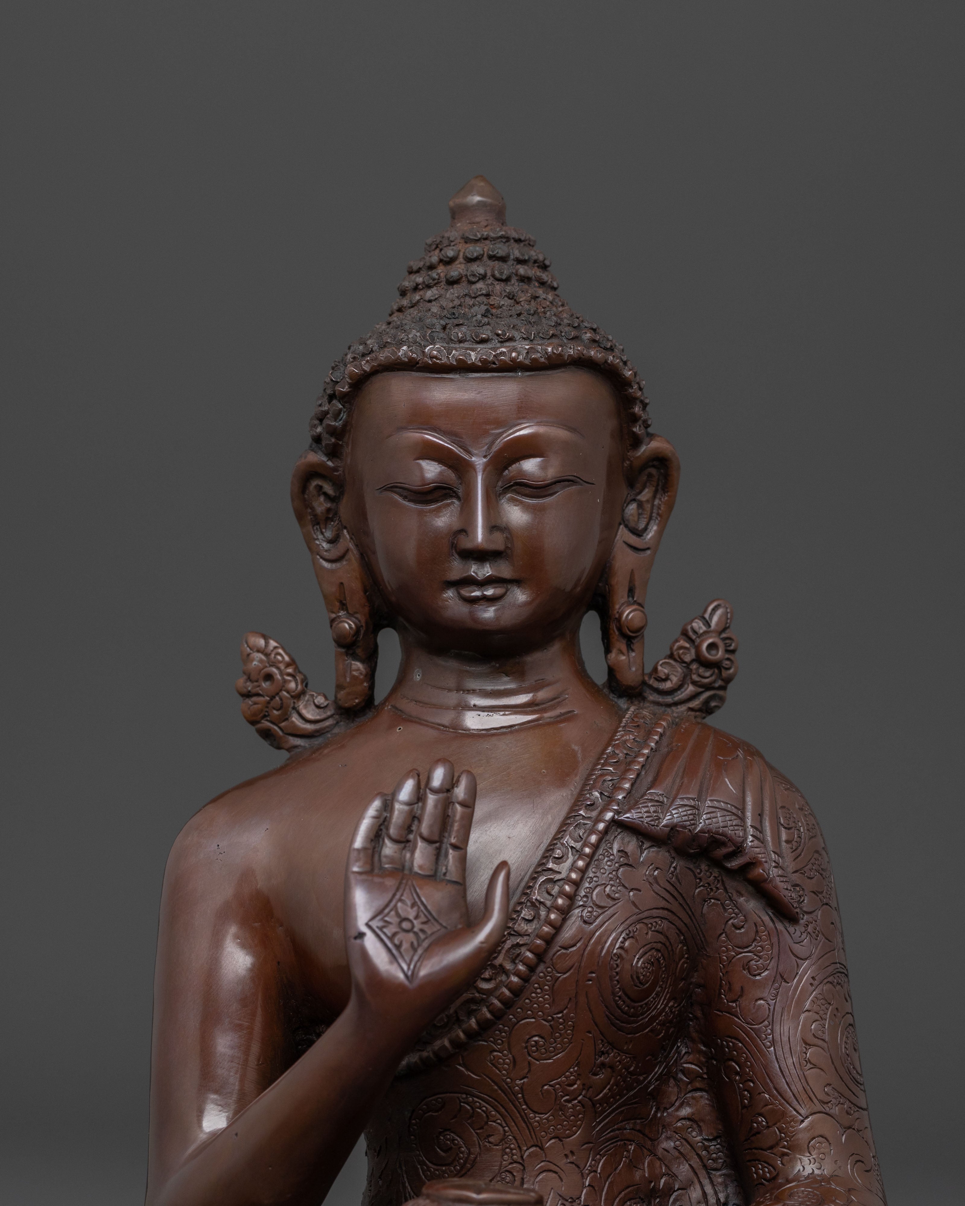 Amogasiddhi Divine Statue with Oxidized Copper Body