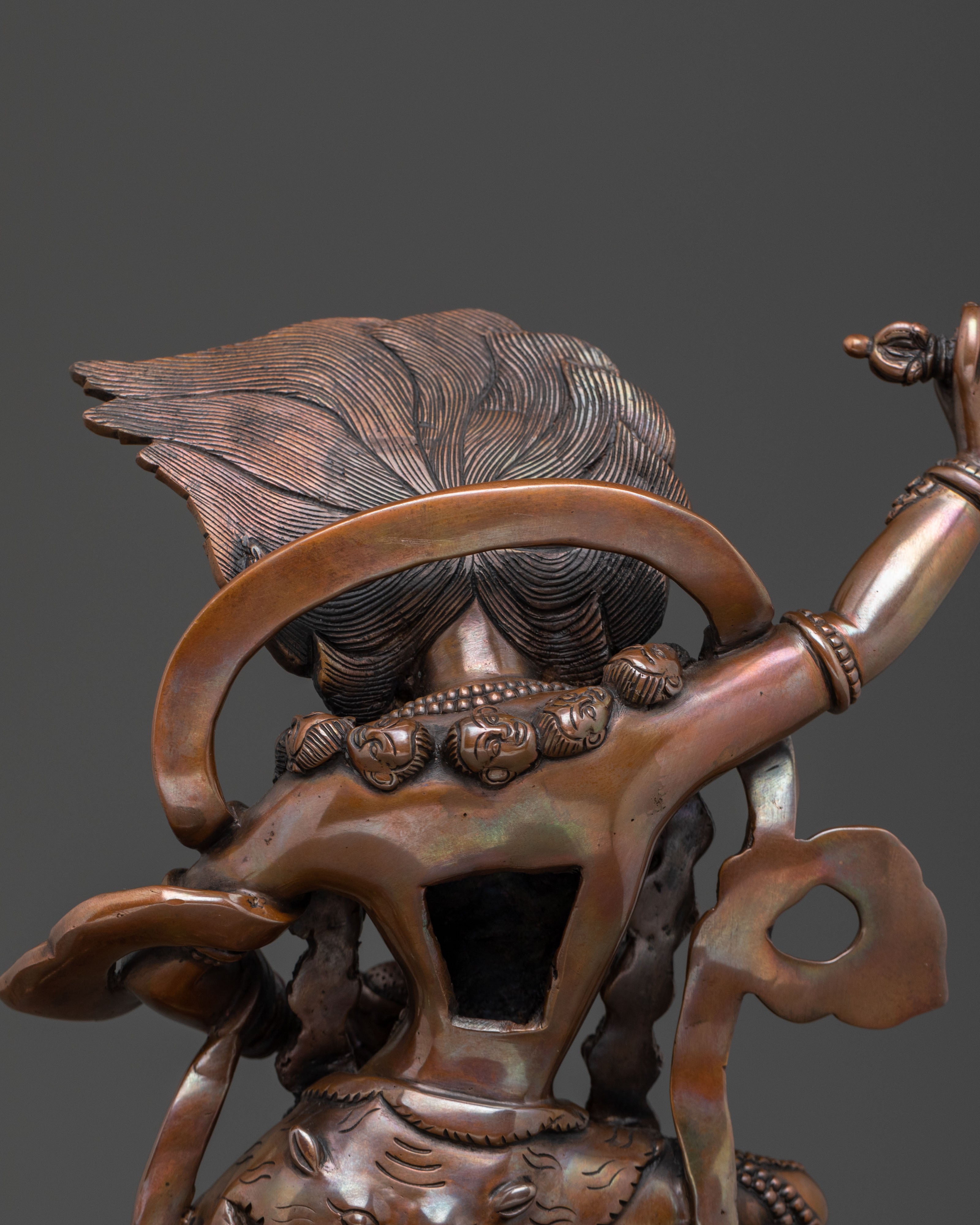 Simhamukha Oxidized Copper Statue: Divine Figurine