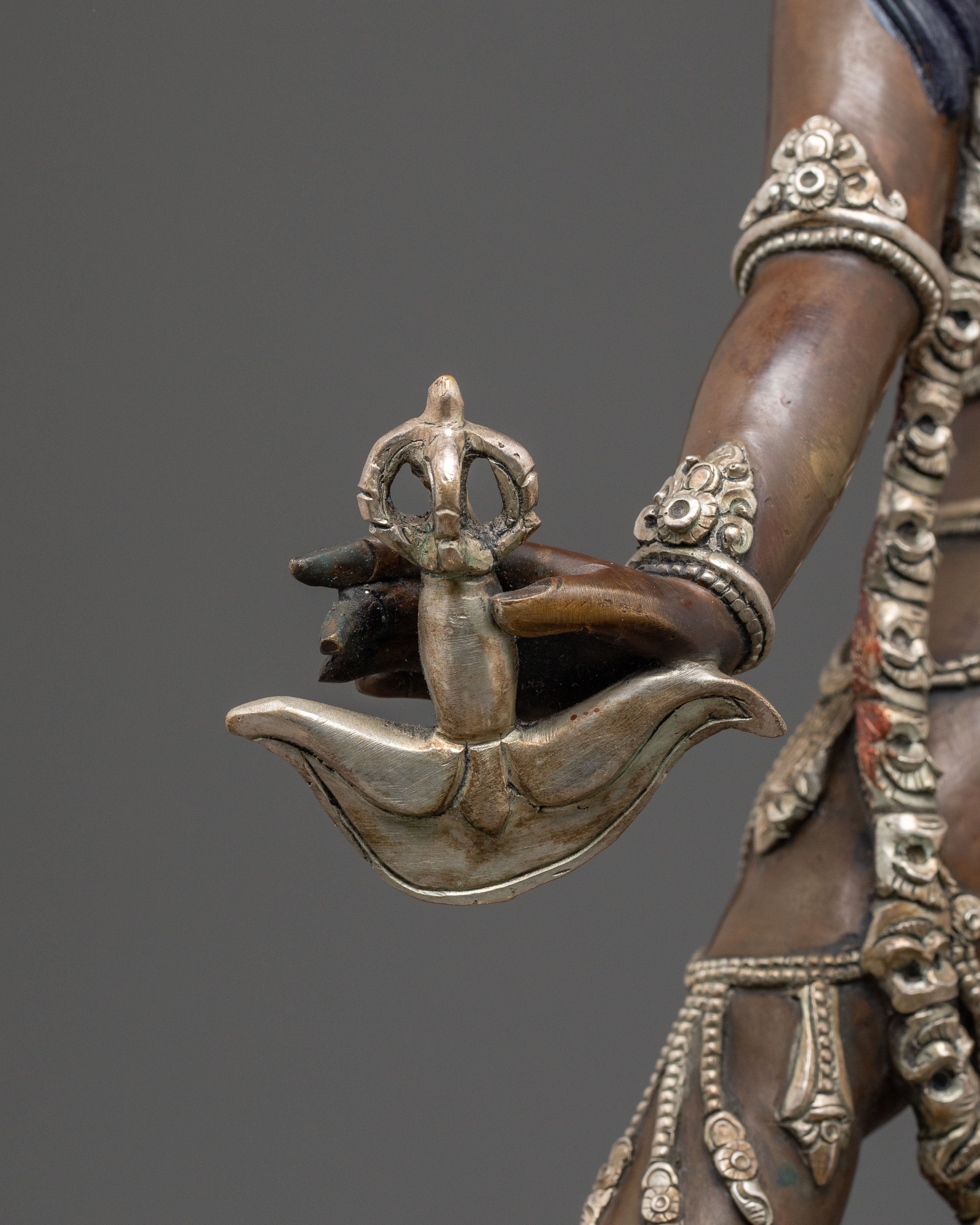 Handcrafted Vajrayogini Spiritual Statue: Radiant Silver Plating