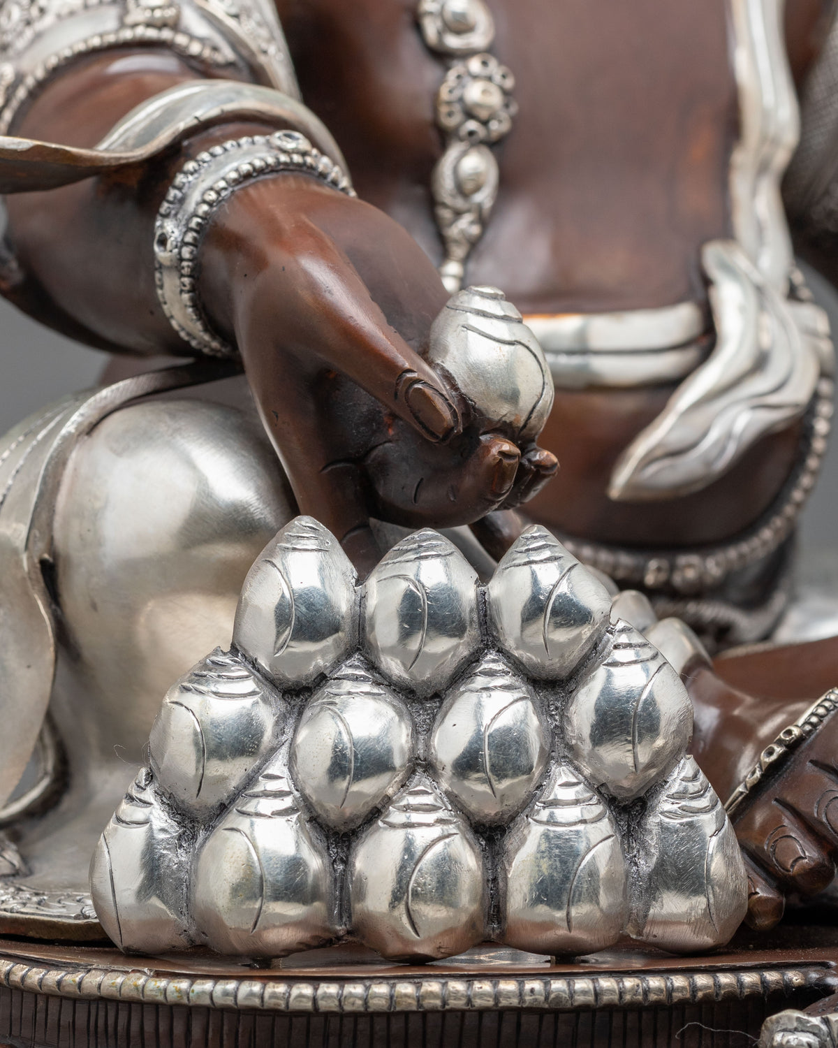 Dzambhala Altar Decoration Statue | Handcrafted Sculpture with Silver Plating