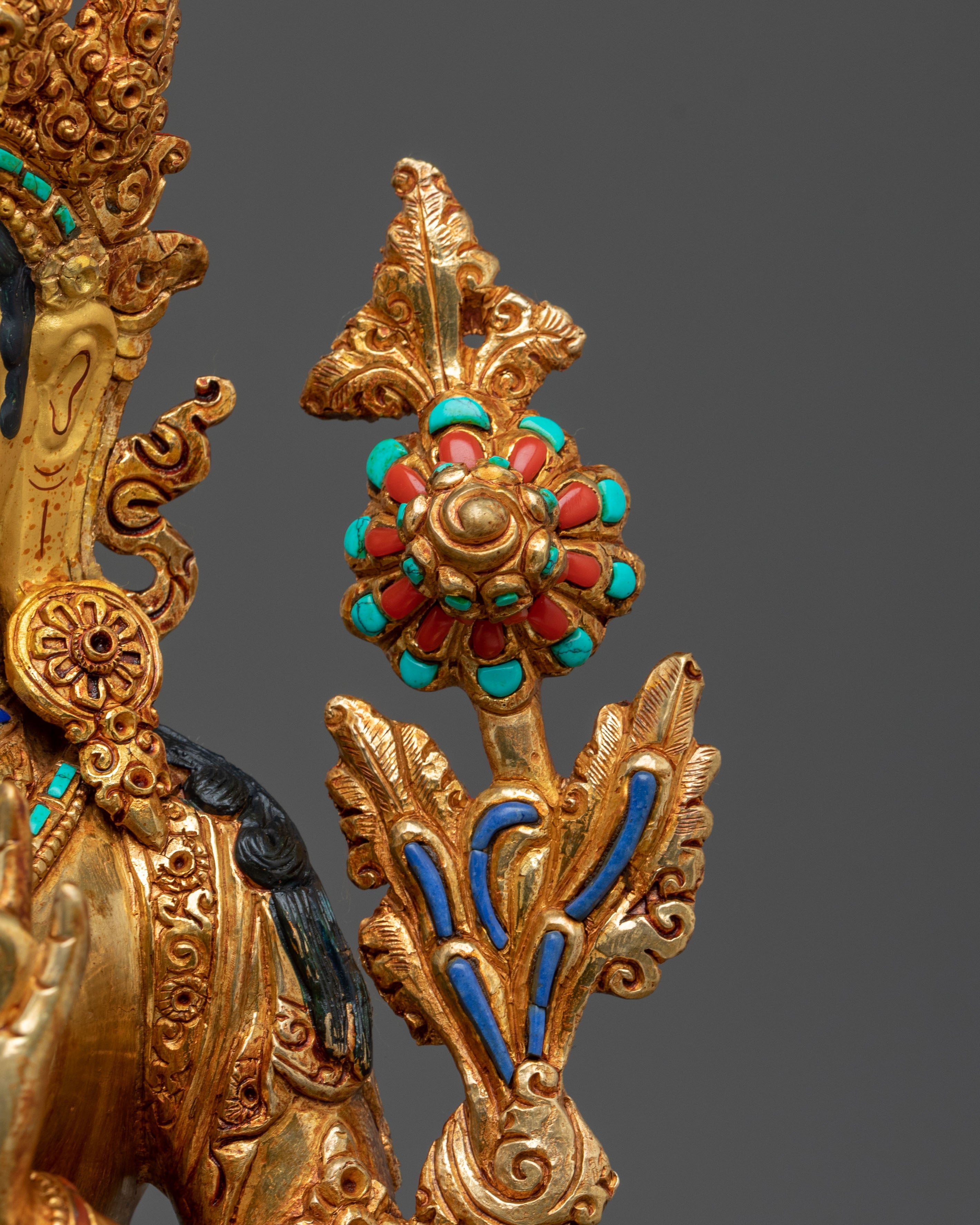 Handcrafted Copper Green Tara Statue | Embodiment of Compassionate Protection