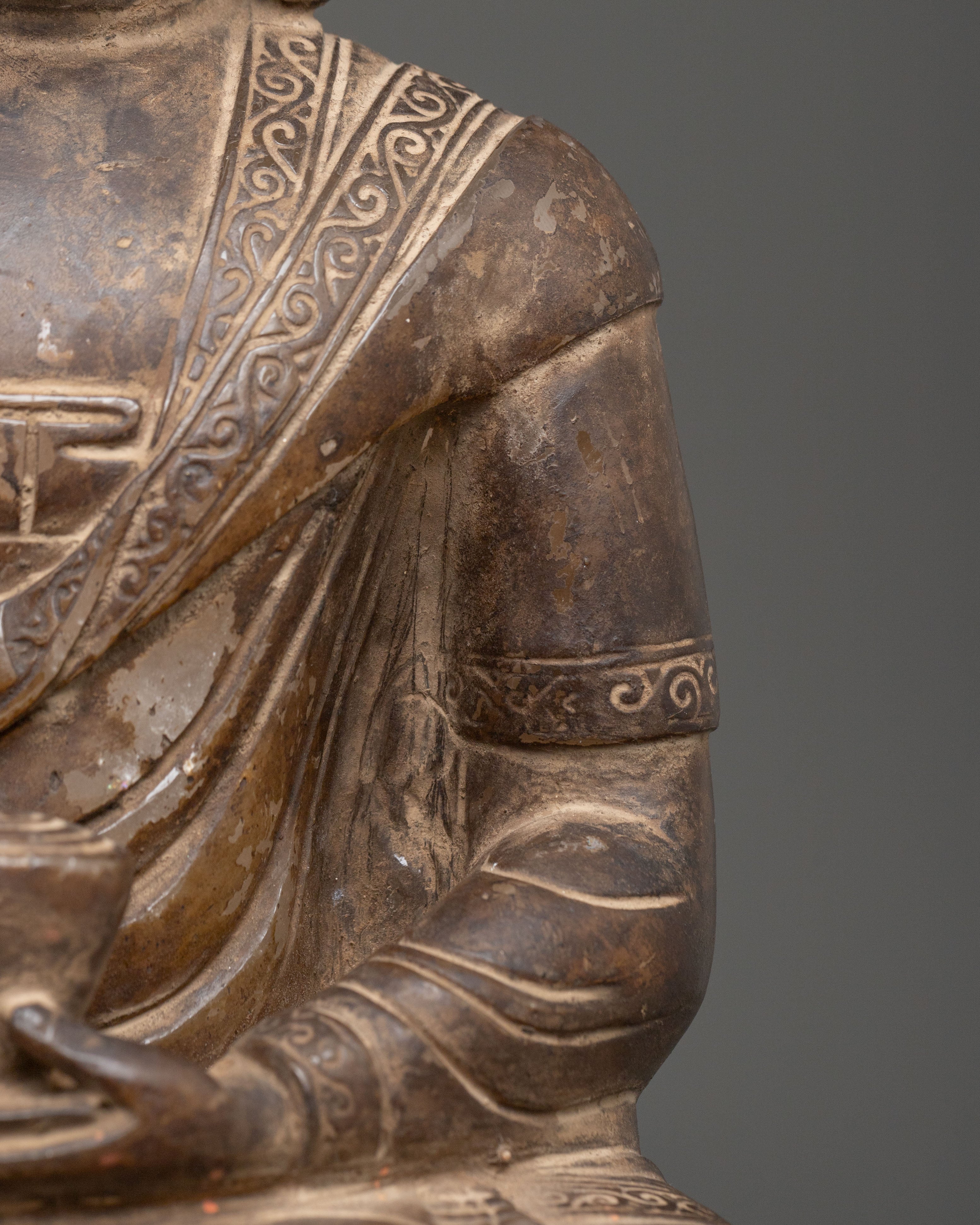 Amitabha Buddha Crystal Statue with Antique Finish