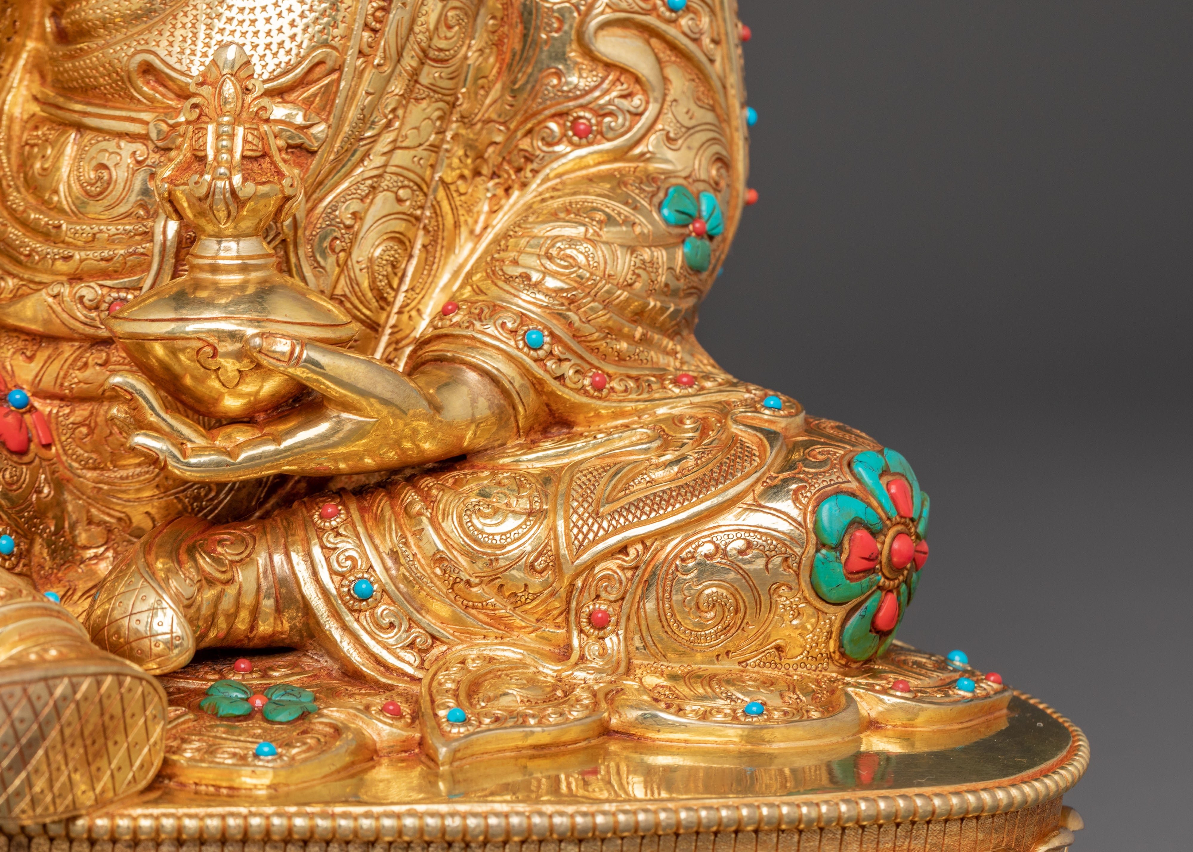 Handmade Copper Sculpture of Padmasambhava | Tibetan Buddhism Icon