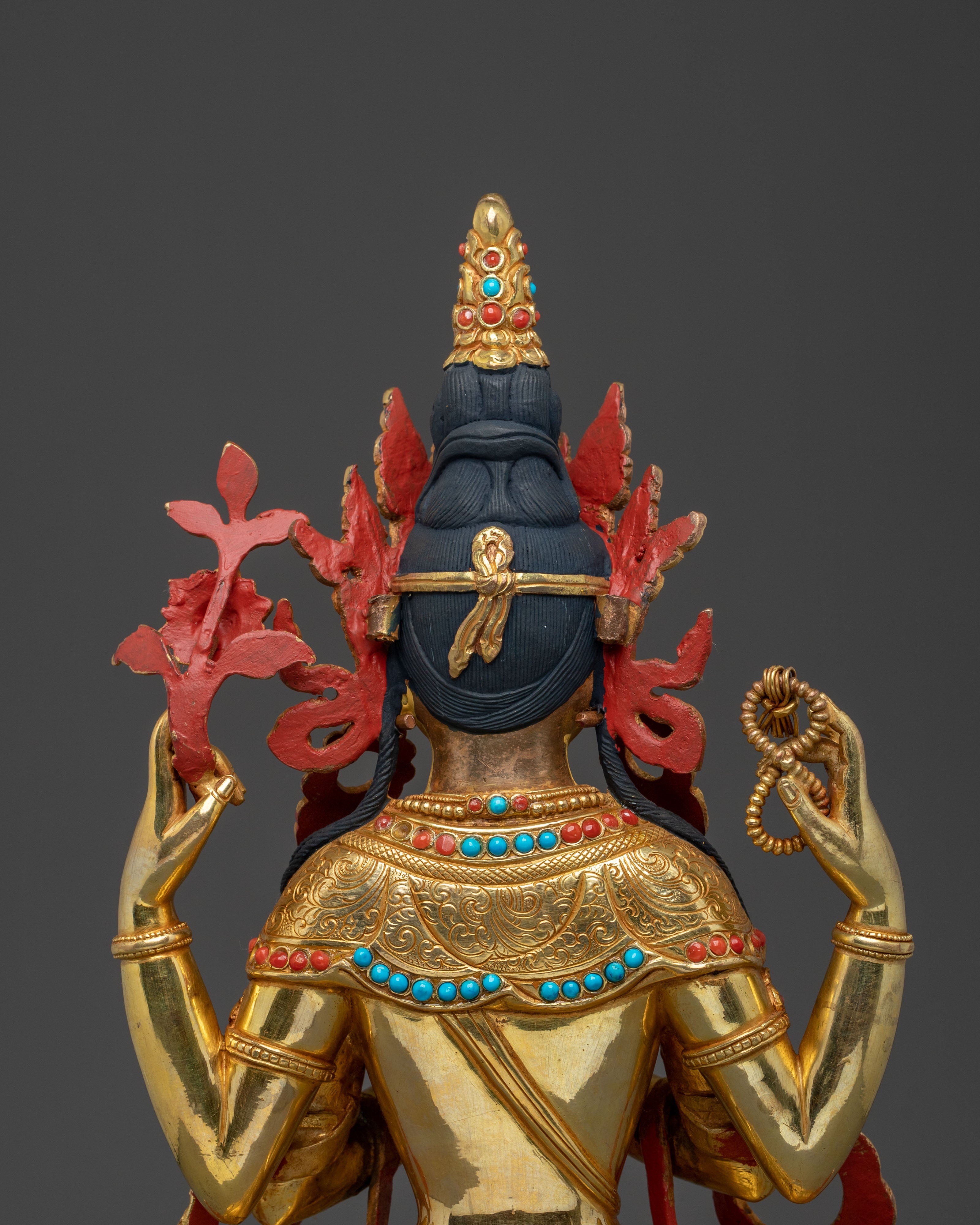 Chenrezig Sculpture | 24K Gold Gilded Bodhisattva