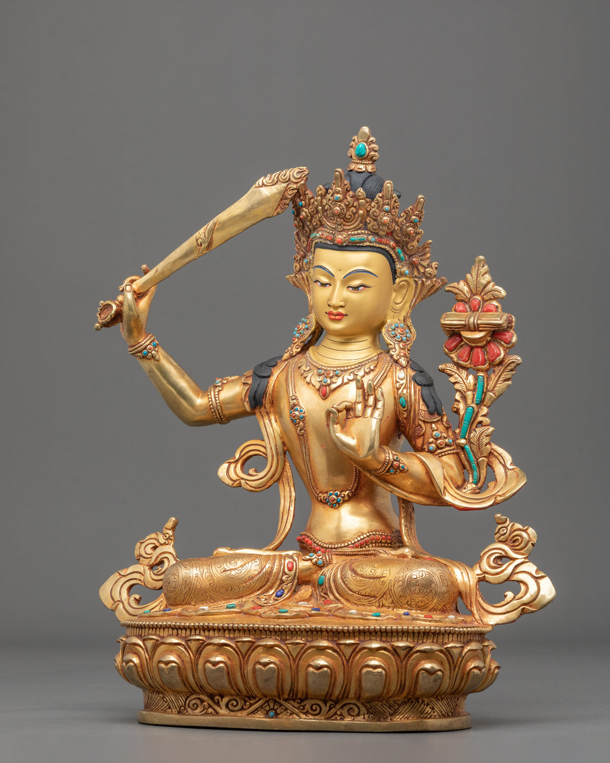 Manjughoṣa Statue | The Radiant Voice of Wisdom