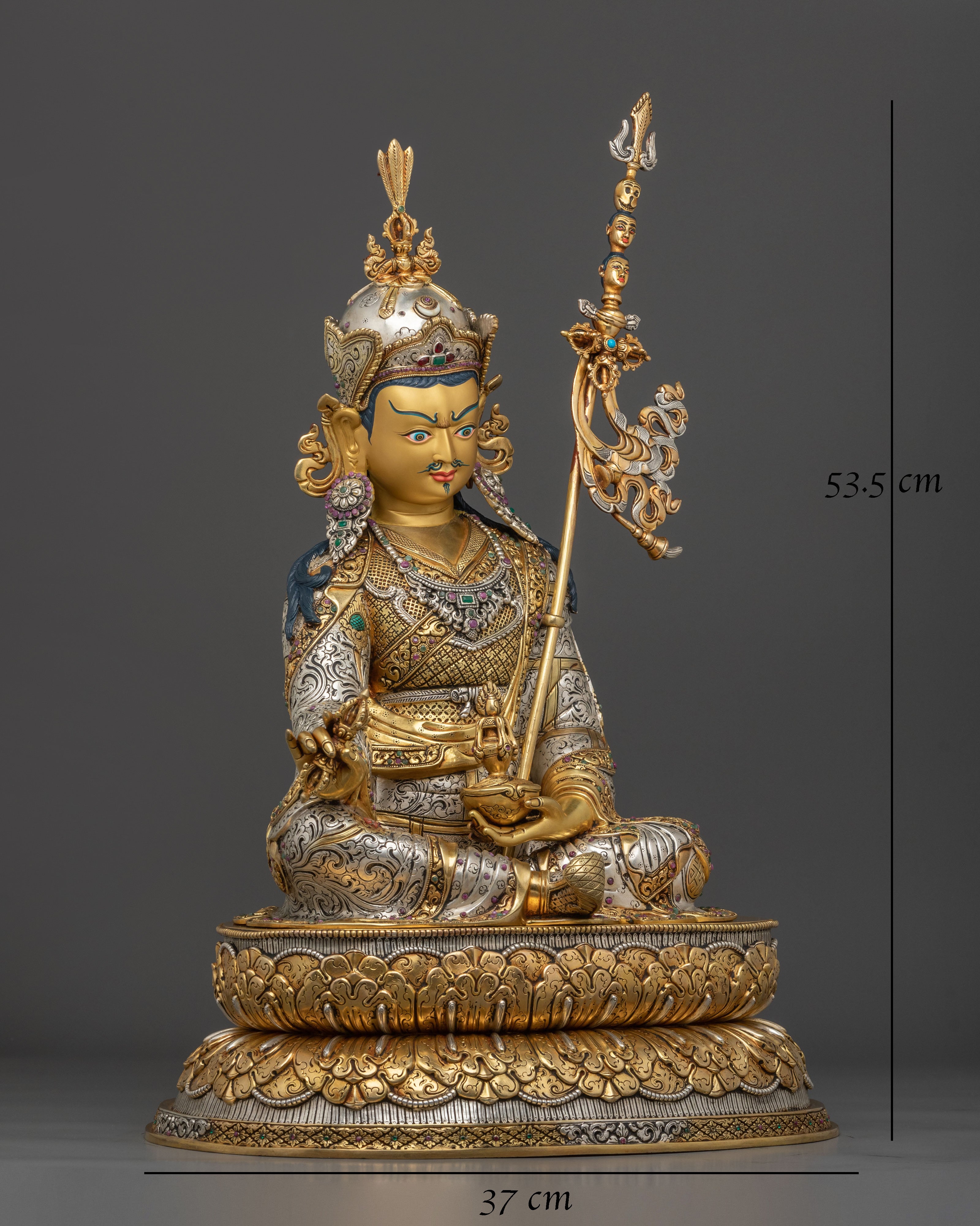 Tibetan Guru Padmasambhava Sacred Sculpture | 24K Gold Gilded