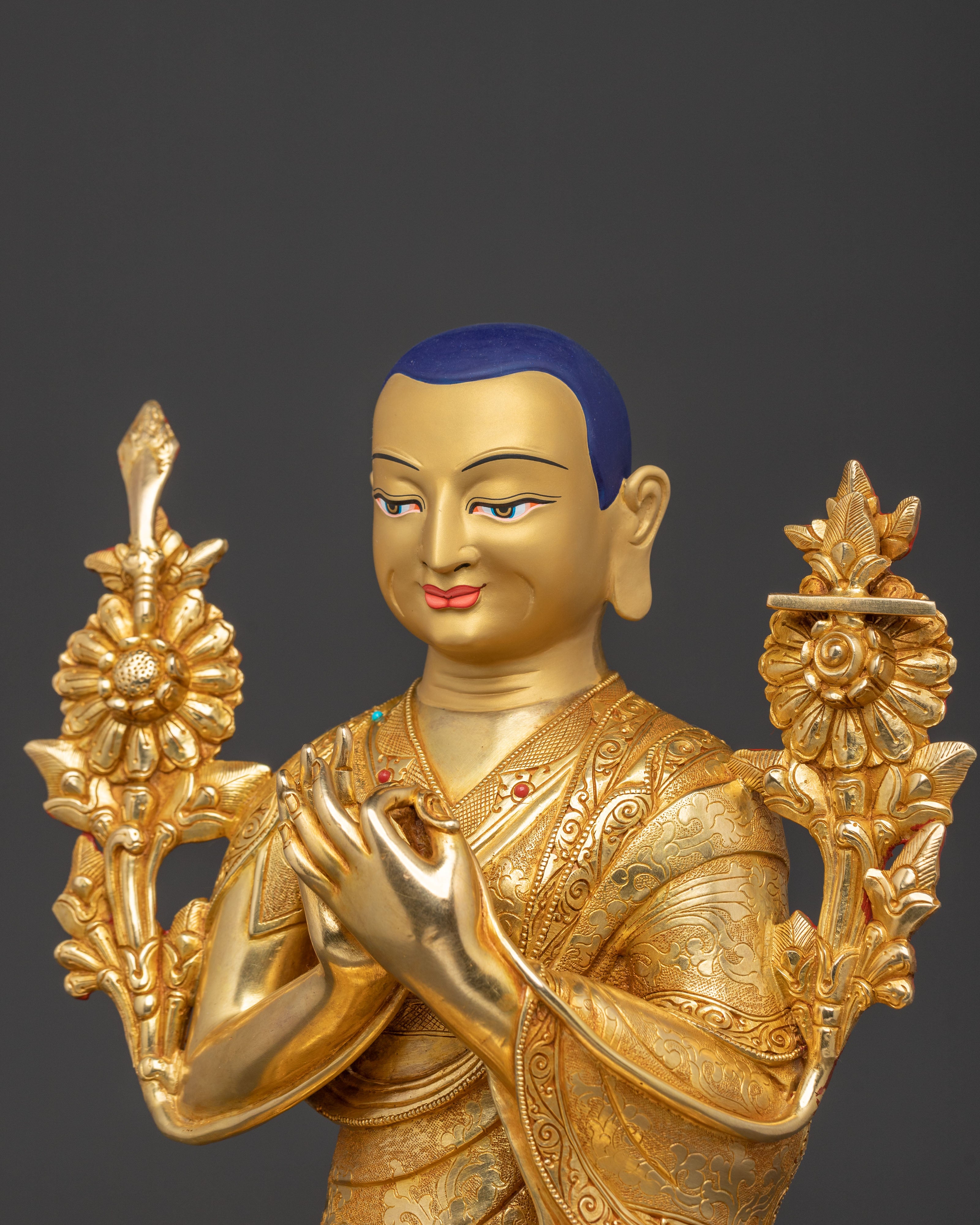Tsongkhapa Himalayan Statue: Buddhist Altar Decor