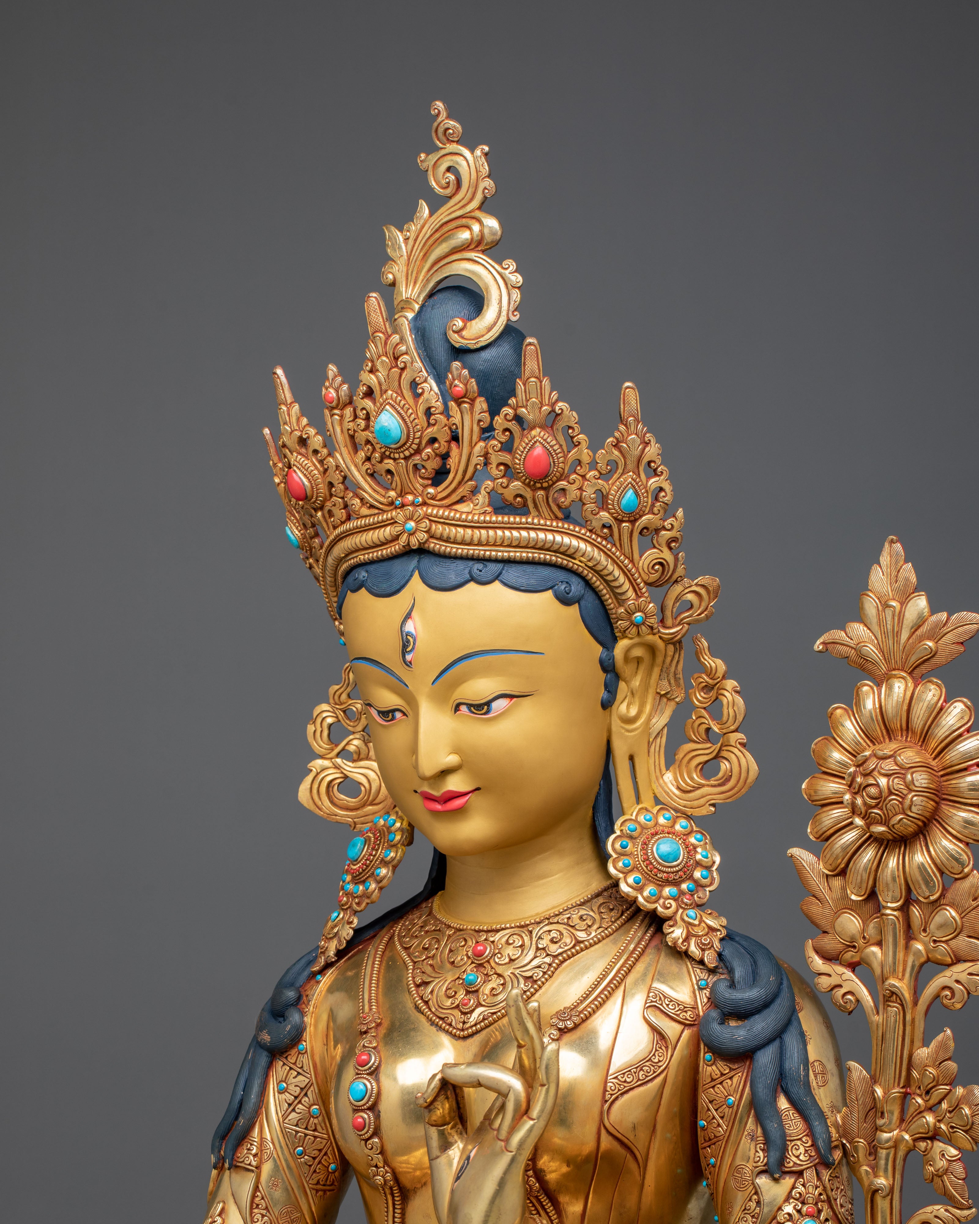 Goddess White Tara Statue | 104-cm 24K Gold Gilded Figurine