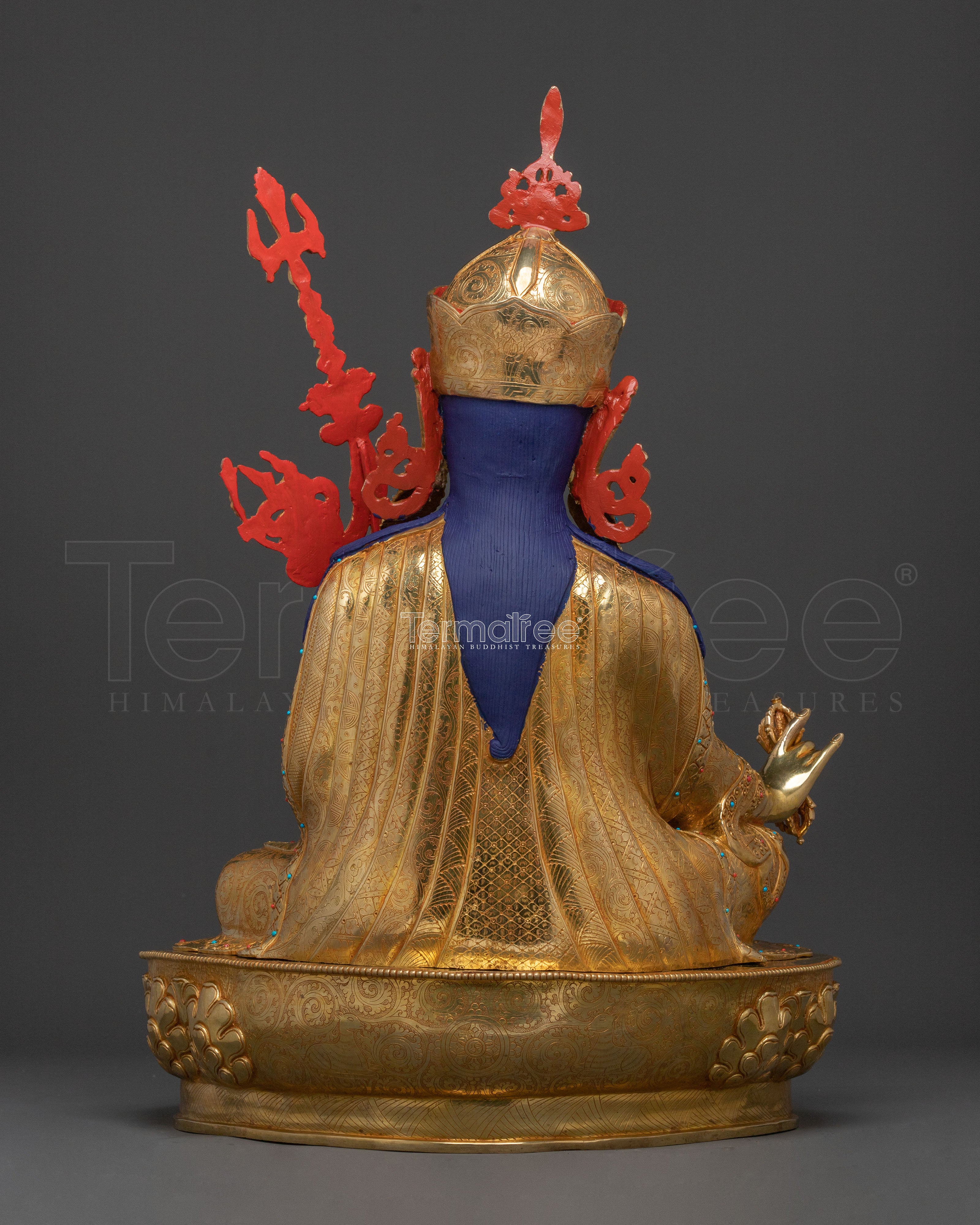 Guru Rinpoche 24K Gold Gilded Sacred Figure | Tibetan Buddhist Sculpture