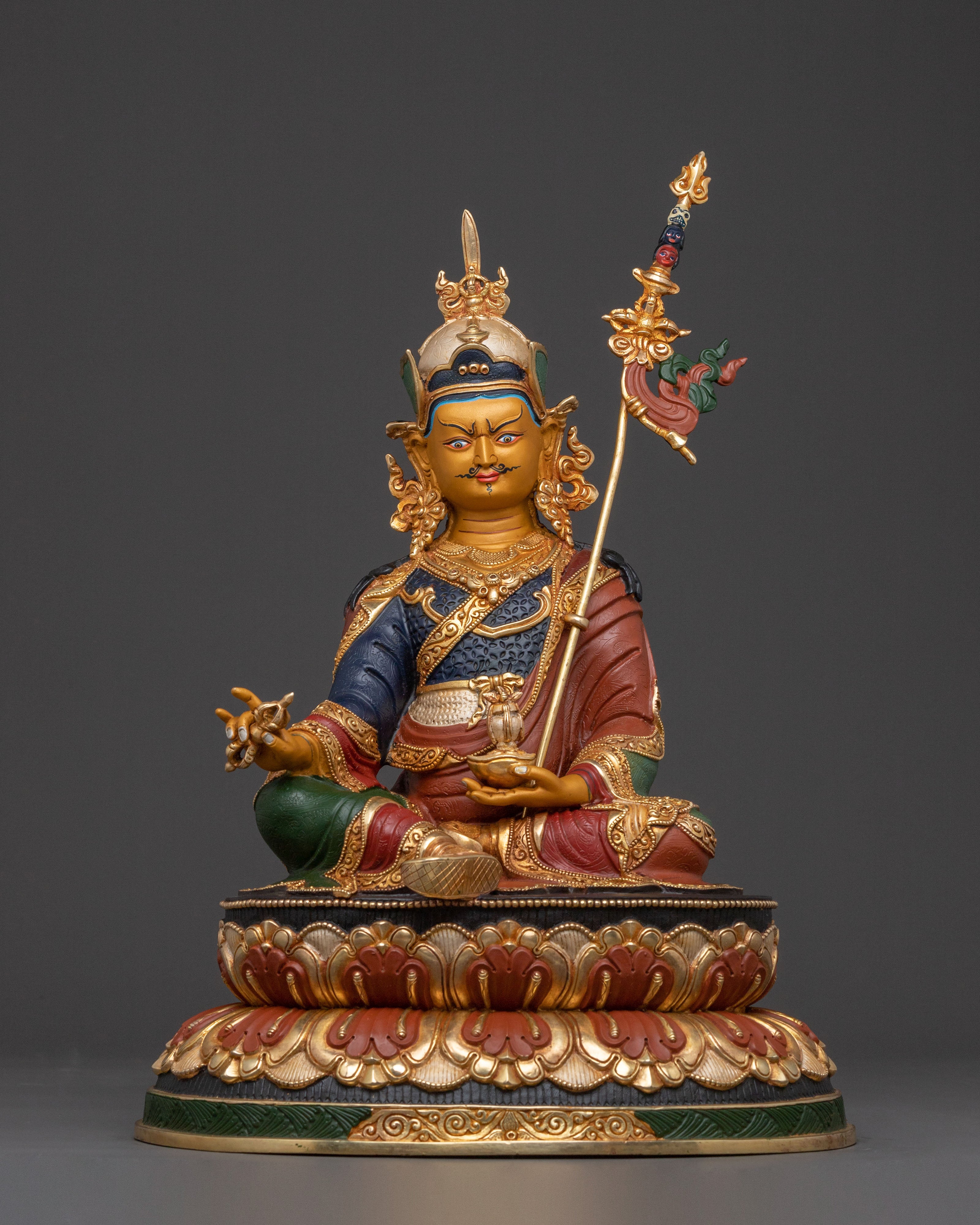 Guru Rinpoche Divine Statue – Gilded Copper Art