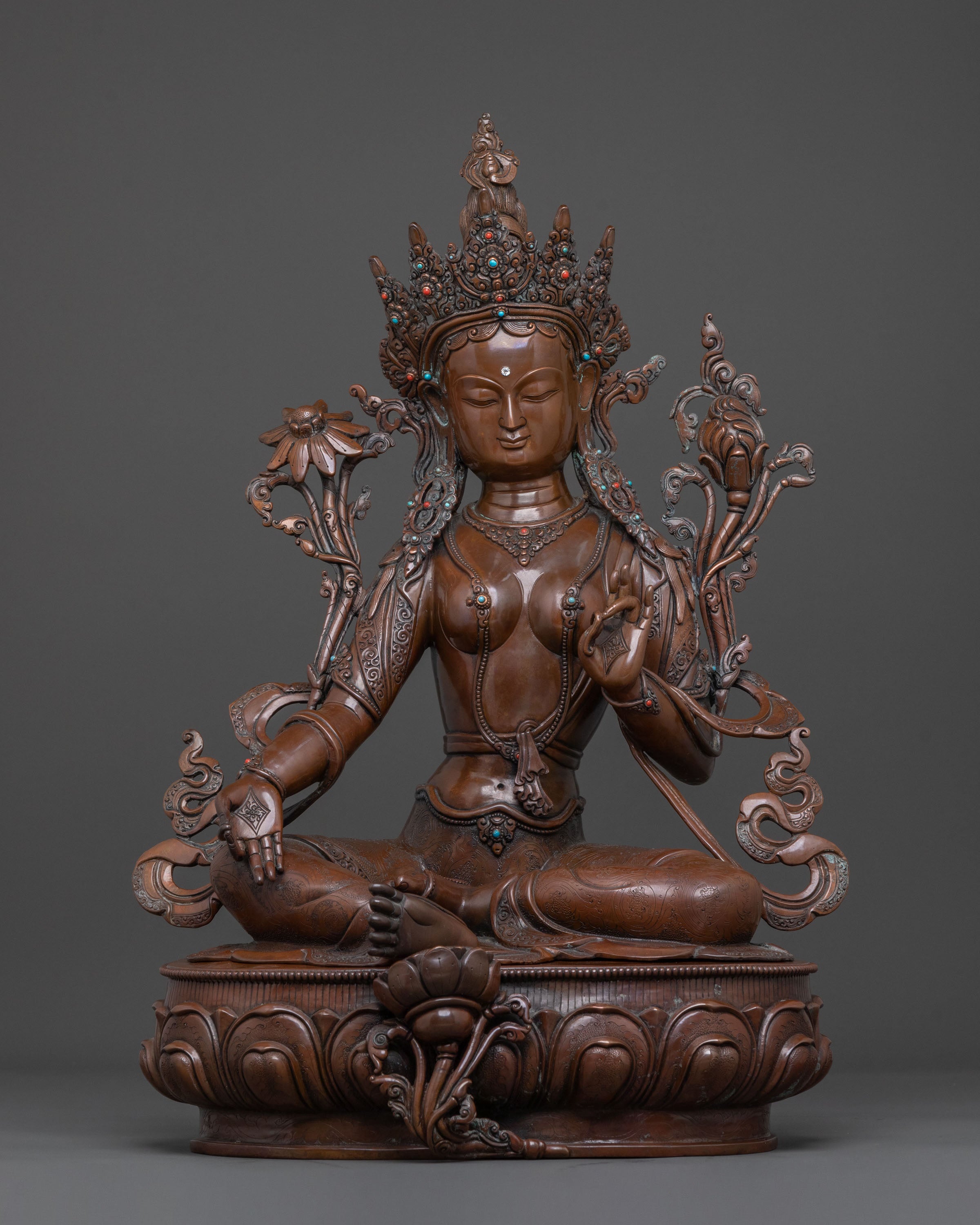 Handmade Green Tara Statue | Buddhist Goddess