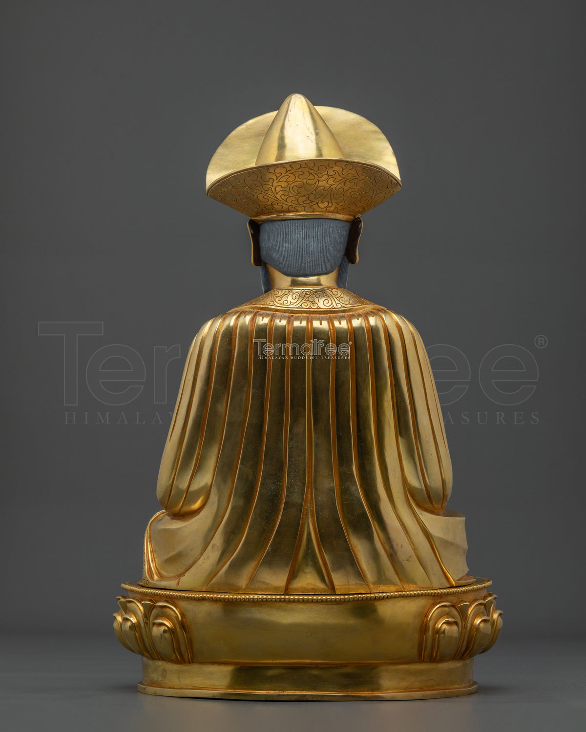 24K Gold Gilded Copper Guru Shapdum Statue | Buddhist Practitioner