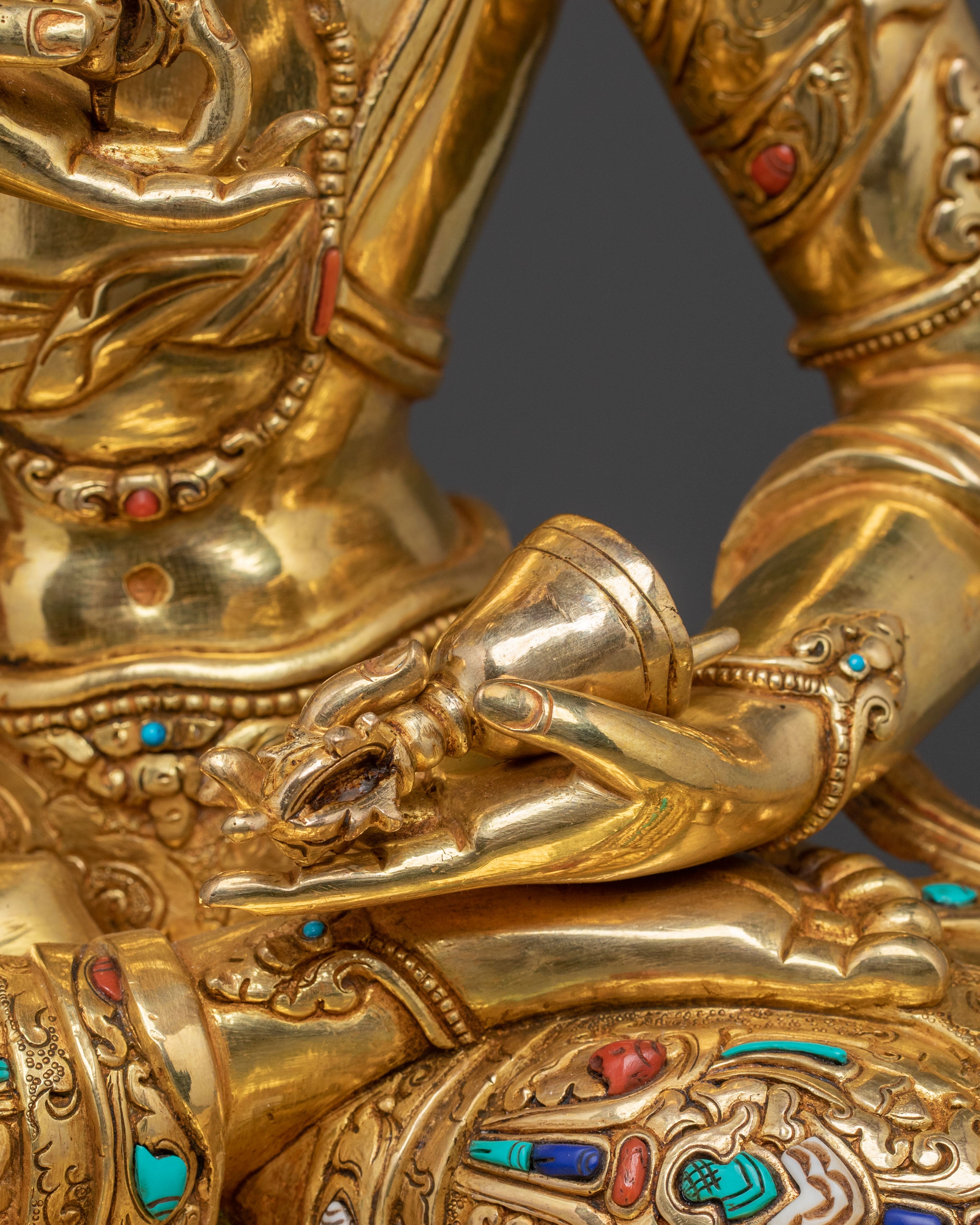 Vajrasattva's Pure Essence: A Sacred Vajrayana Vajrasattva Sculpture in 24K Gold