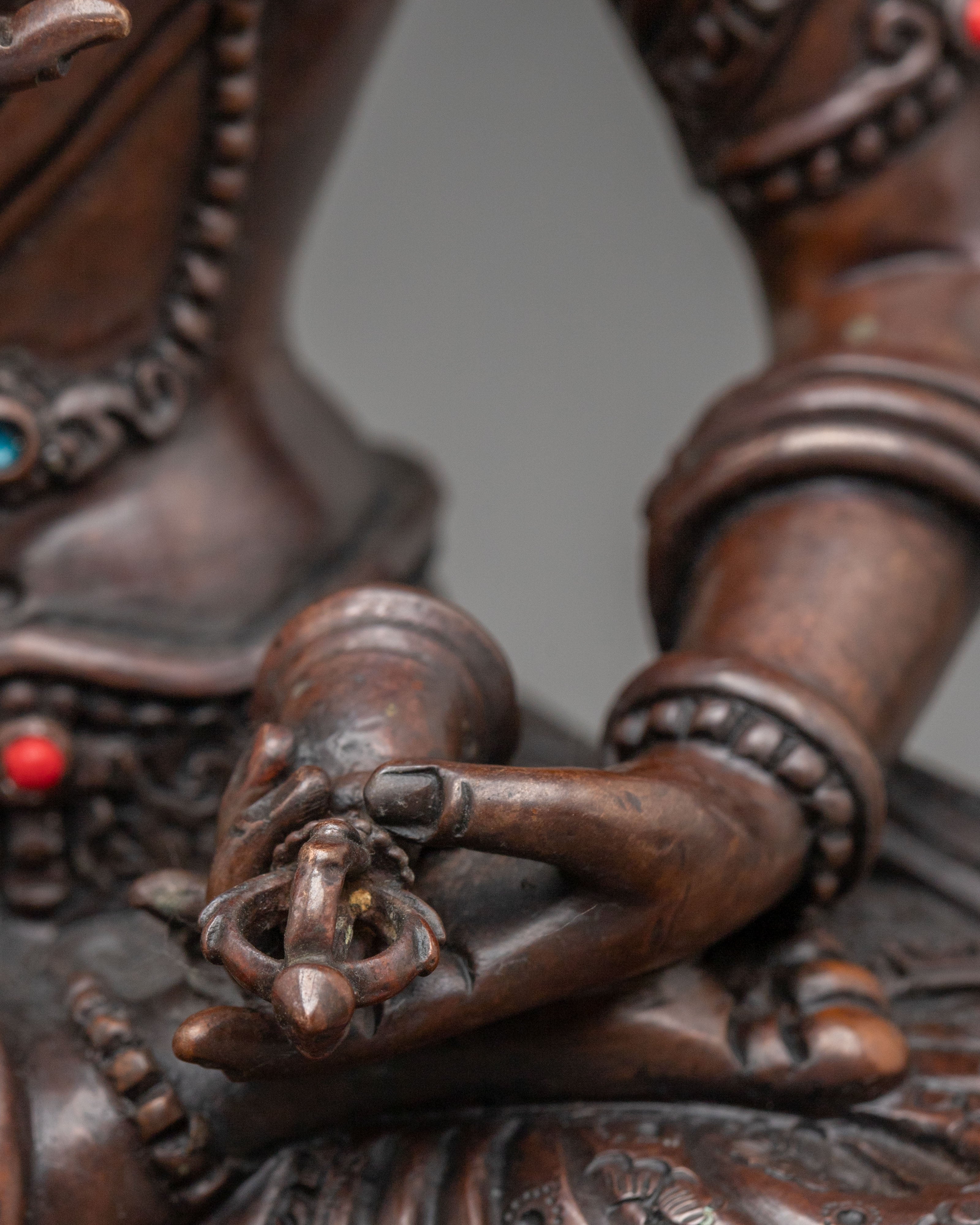 Vajrasattva Statue Adorned with Gemstones | Tibetan Buddhist Artwork