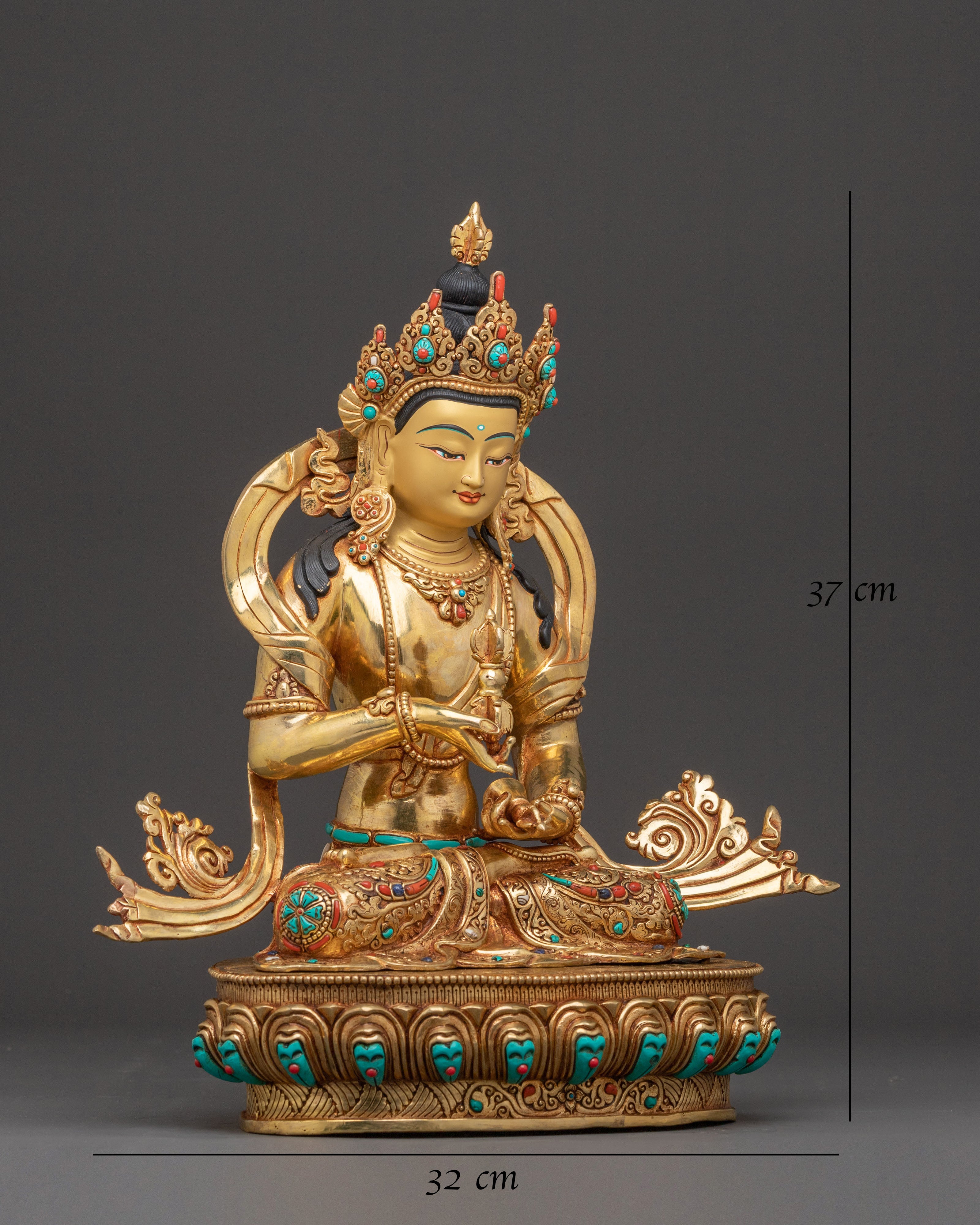 Vajrasattva Buddhist Blessing Statue – Radiant 24K Gold Masterpiece