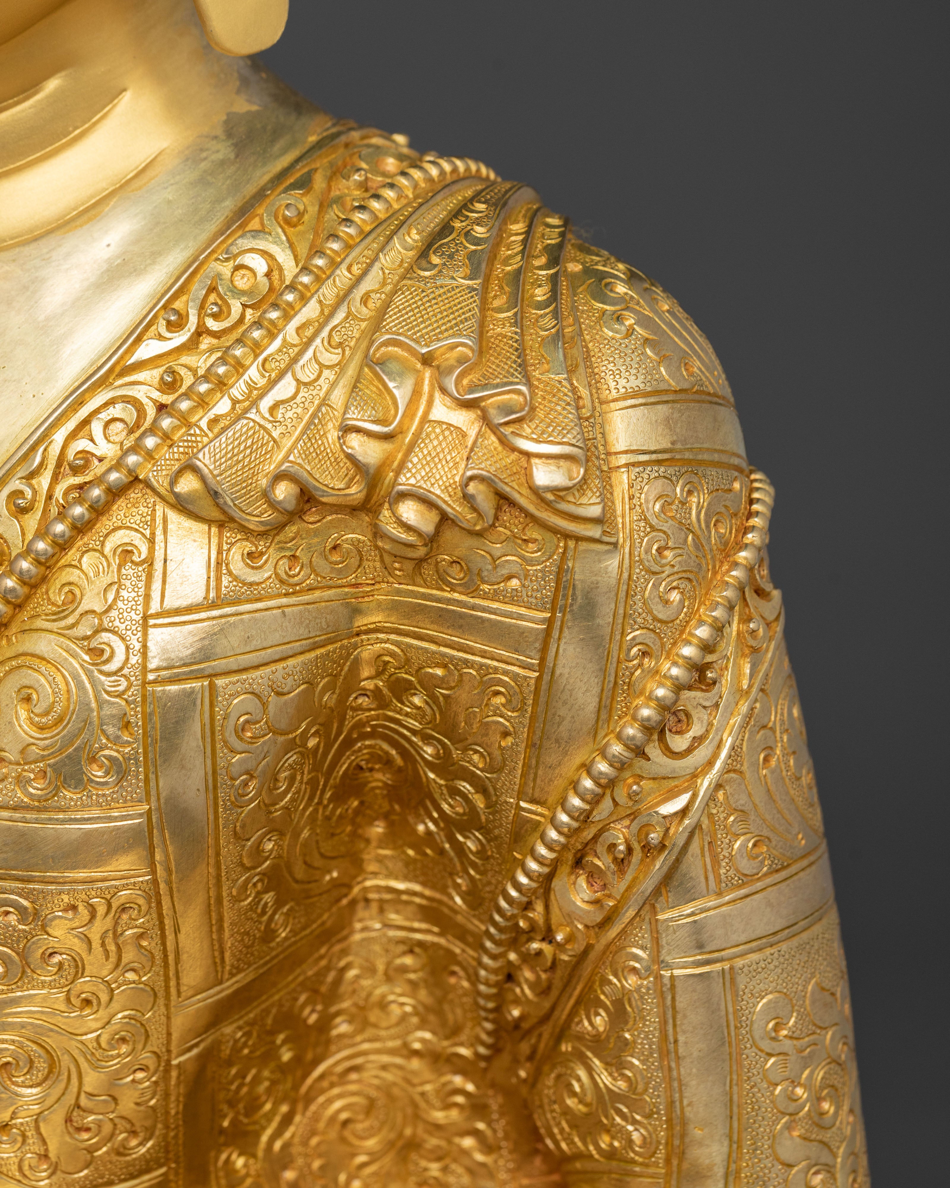 Shakyamuni Spiritual Statue: 24K Gold Gilded Icon