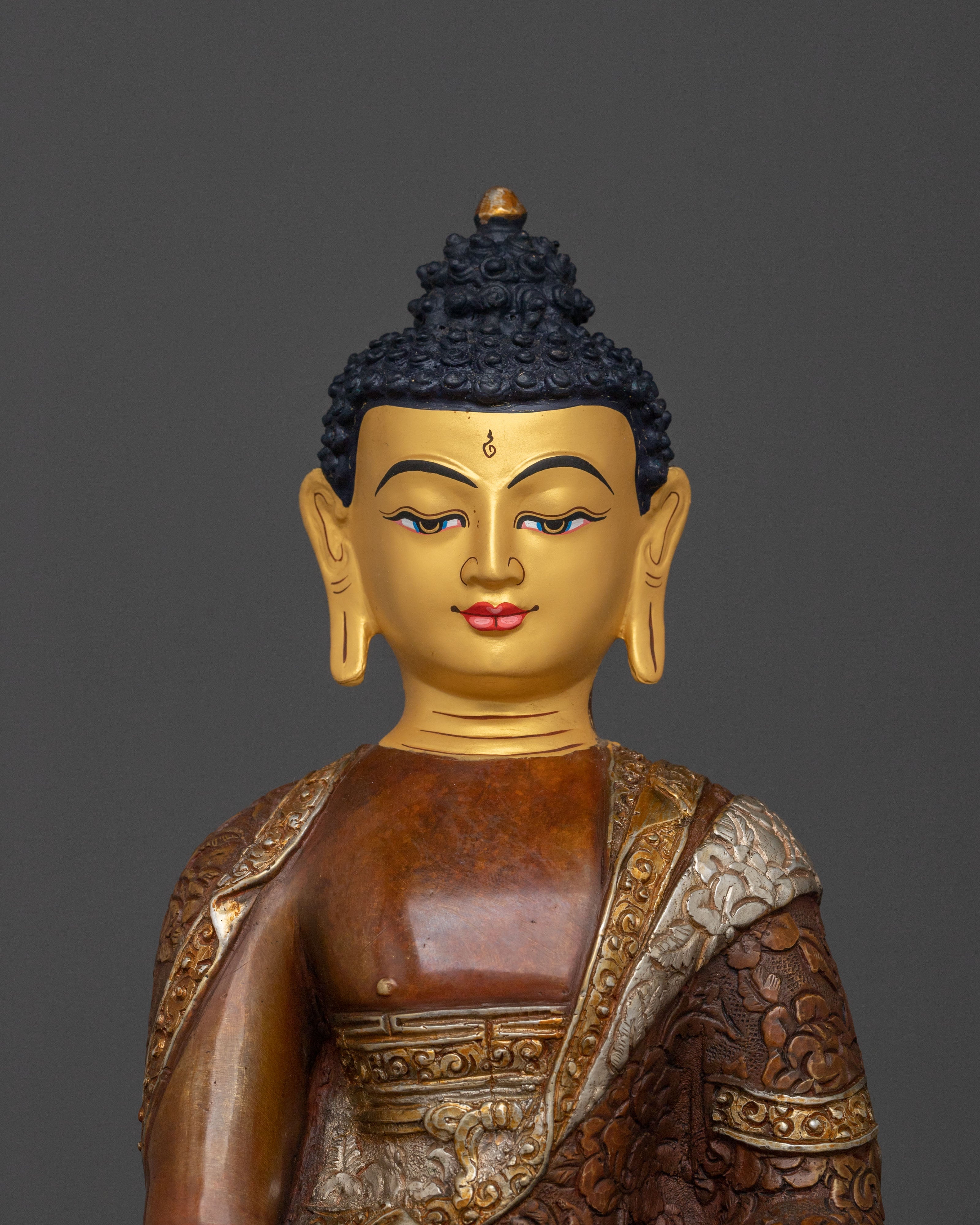 Shakyamuni Buddha Himalayan Statue on Throne