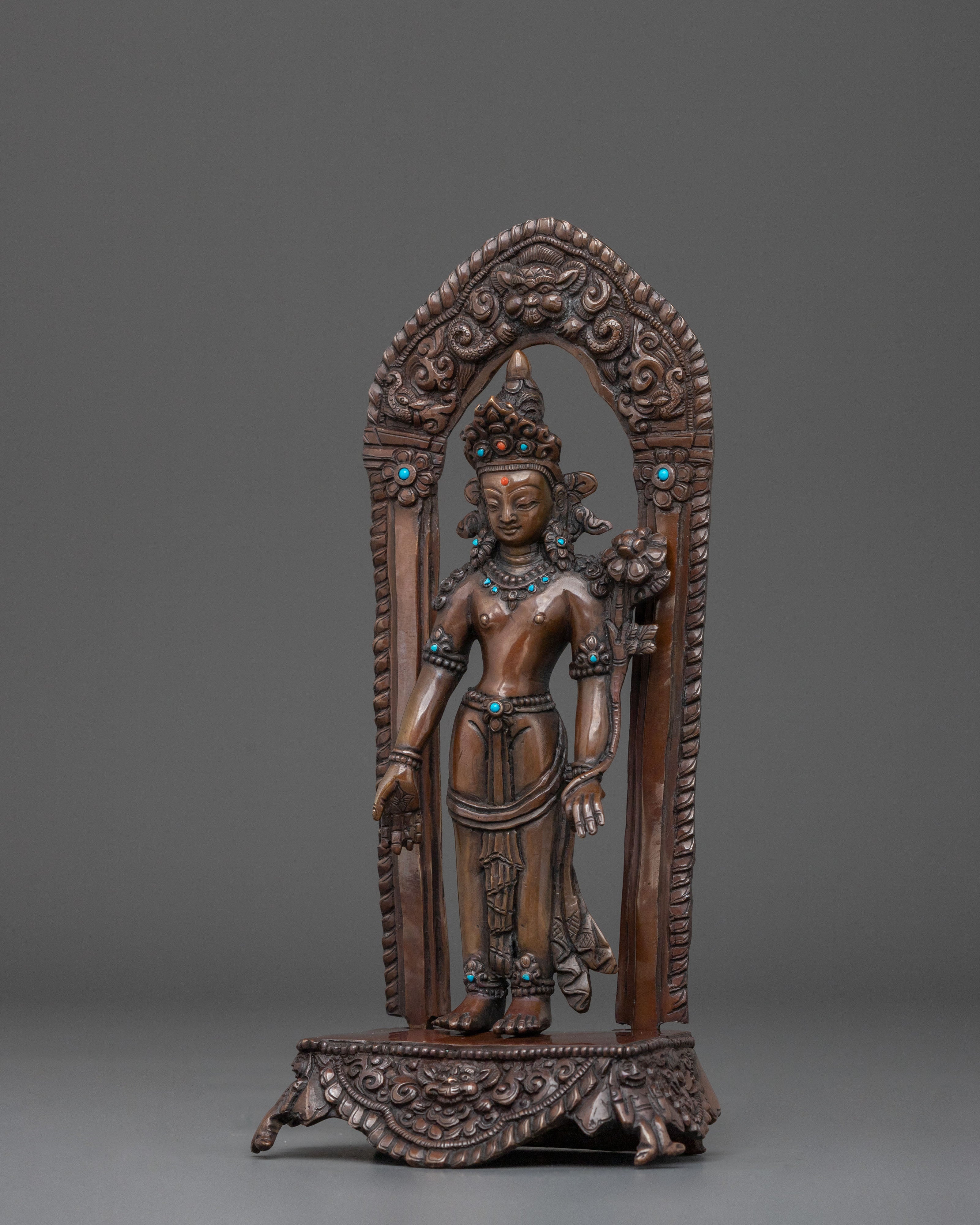 Padmapani Sacred Sculpture | Oxidized Copper Body