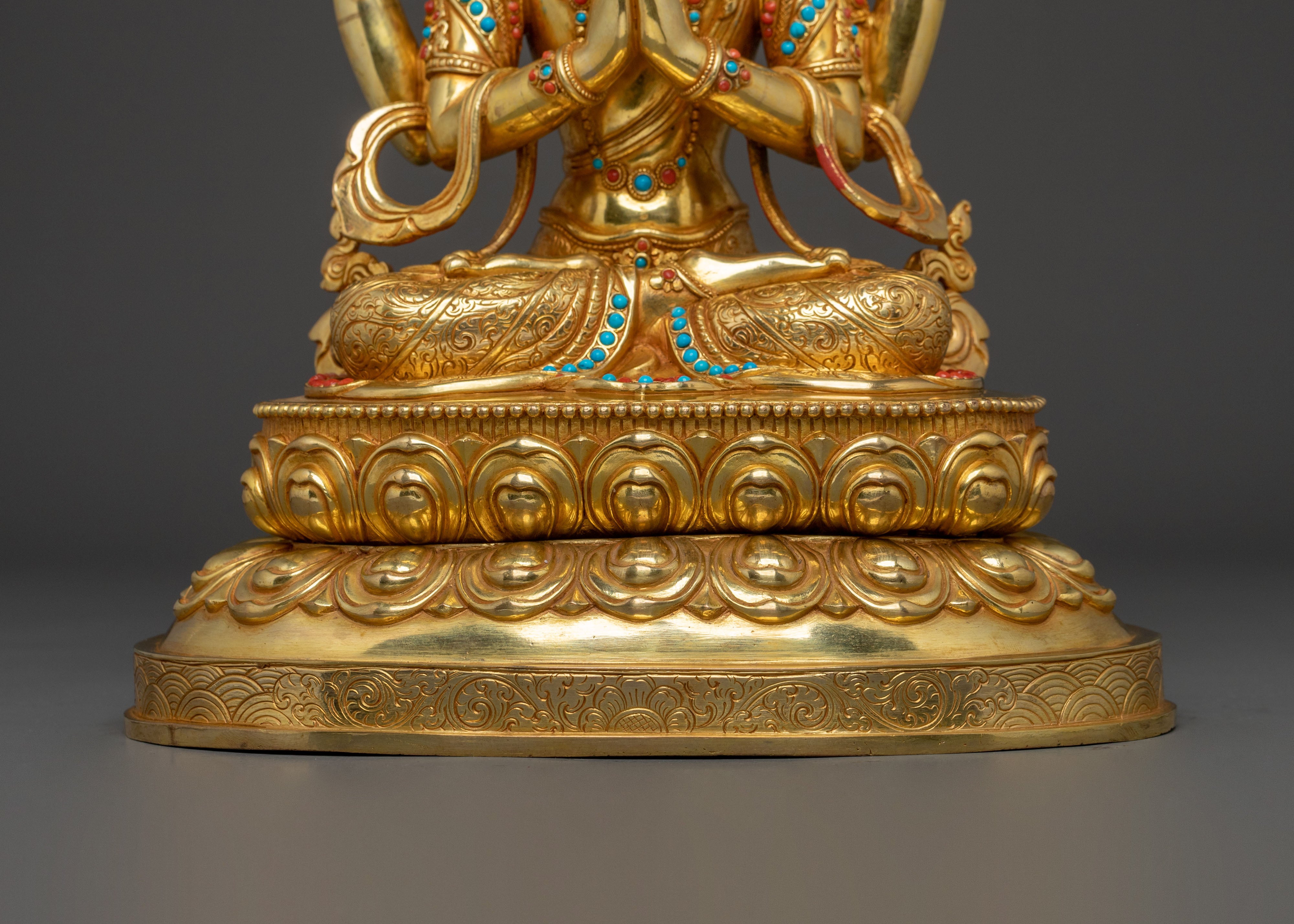 Chenrezig Sculpture | 24K Gold Gilded Bodhisattva