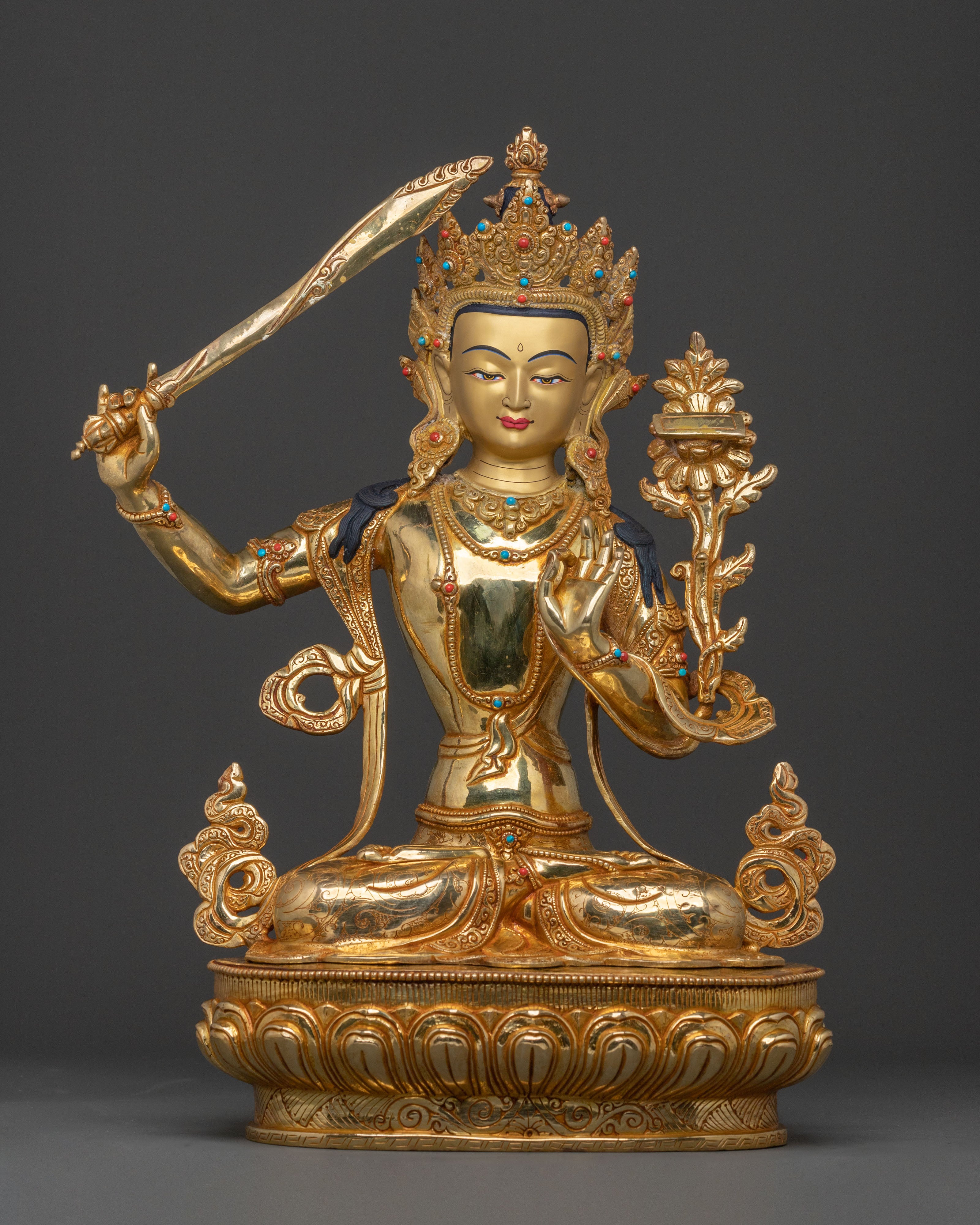 Wisdom Buddha Manjushri Statue | Enlightened Wisdom Altar Decor