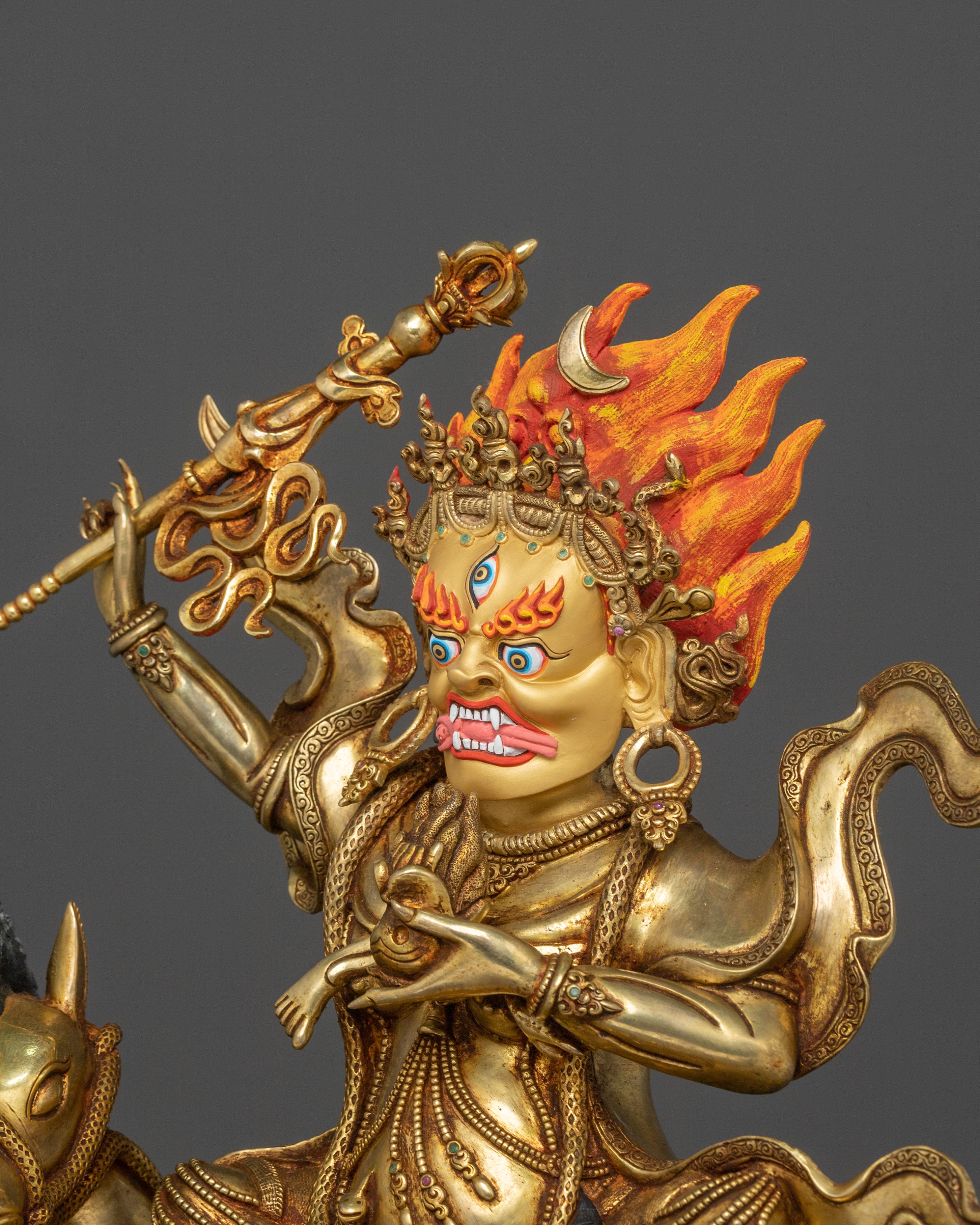 Palden Lhamo Wrathful Figure: Masterfully Gilded Protector