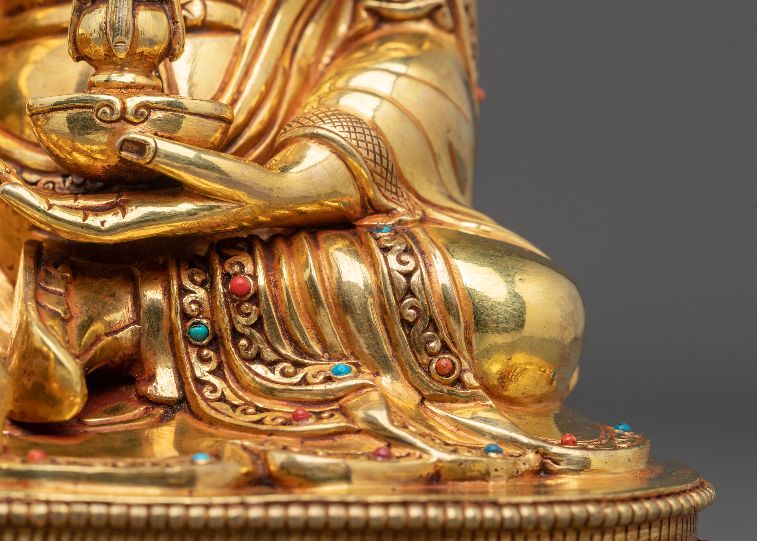 Padmasambhava Sculpture | 24K Gold Gilded Figurine