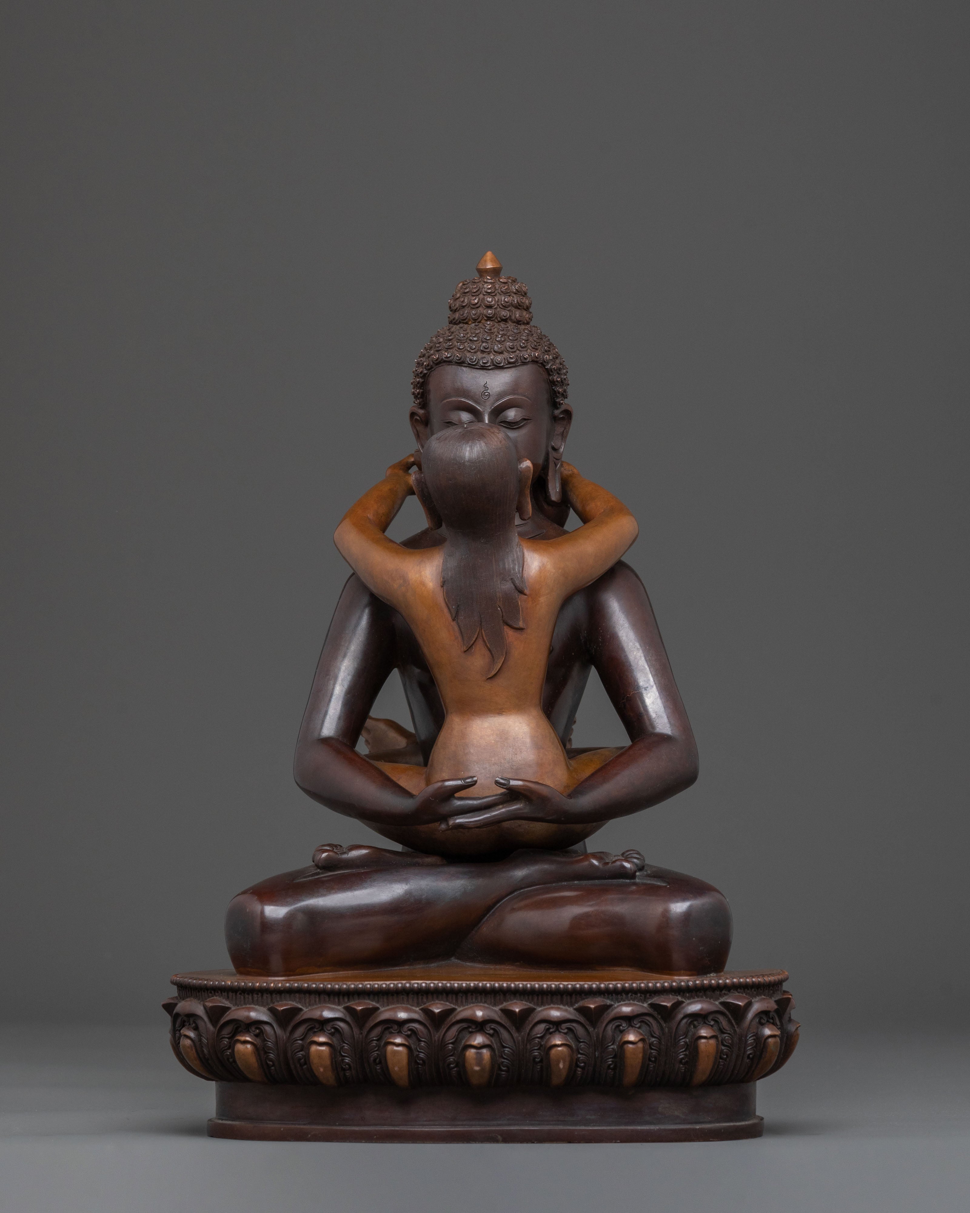 Samantabhadra with His Consort Statue | Oxidized Copper