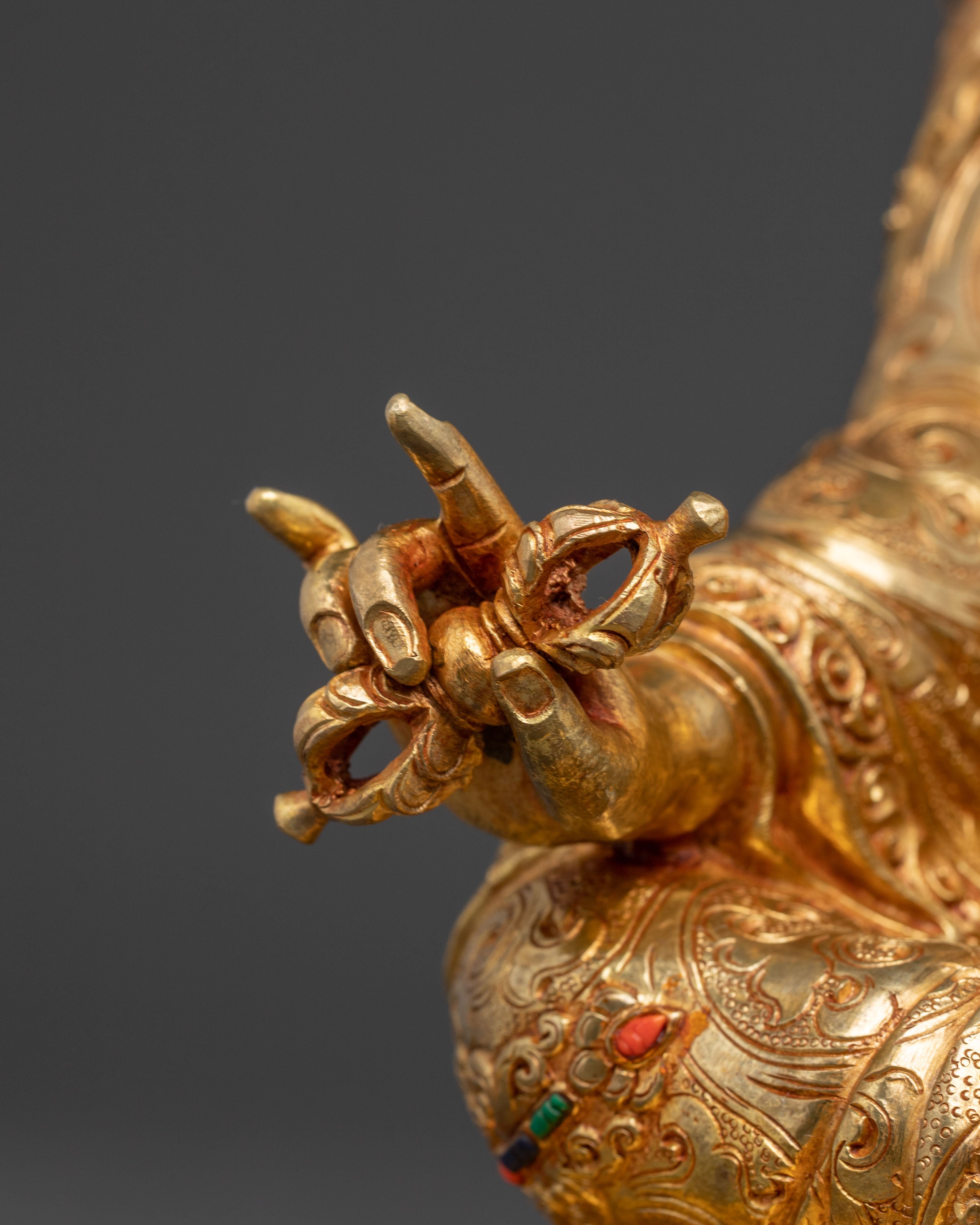 Handmade Golden Guru Rinpoche Statue | Precious Guru Padmasambhava