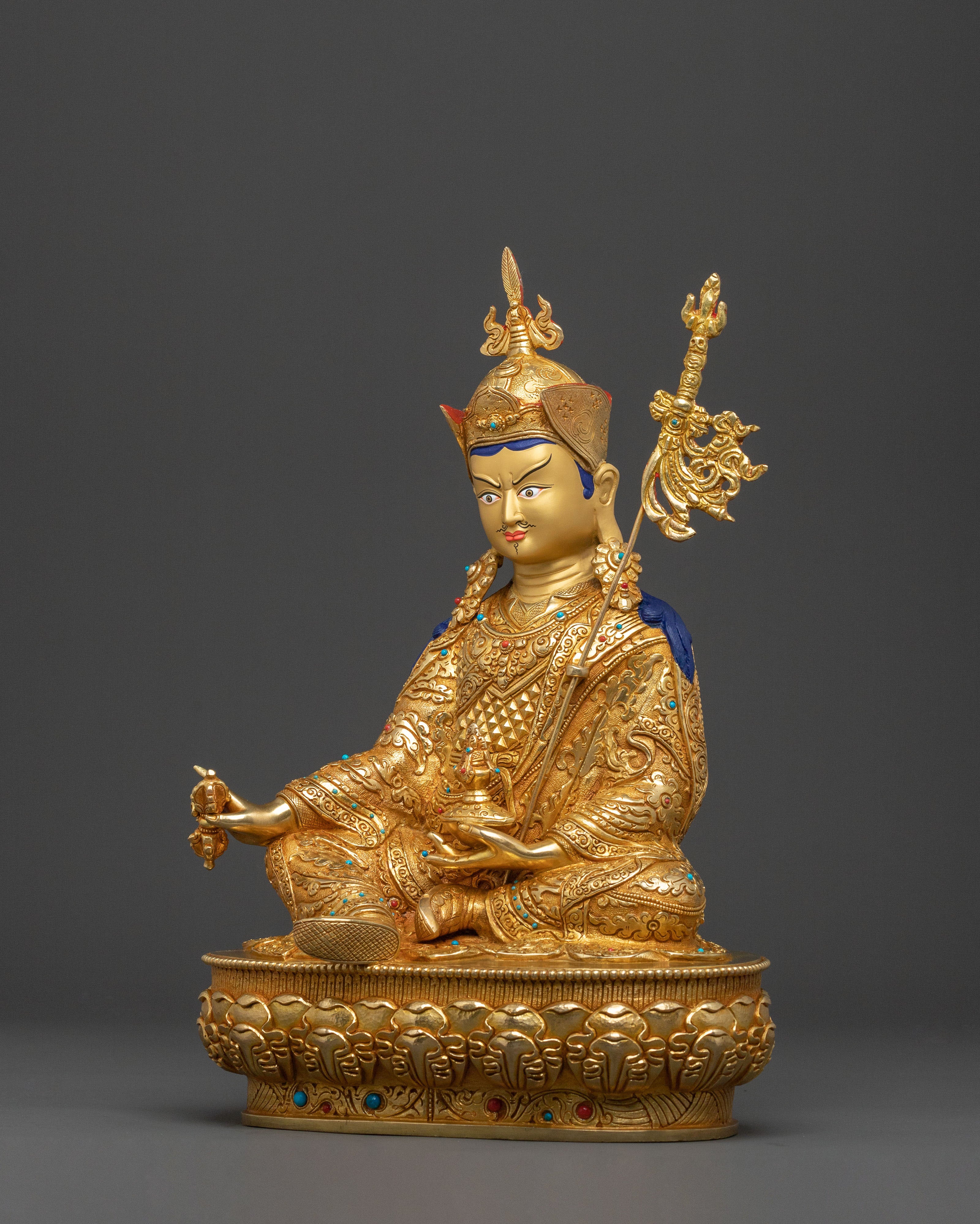 Guru Rinpoche Buddhist Statue | 24K Gold Gilded Icon