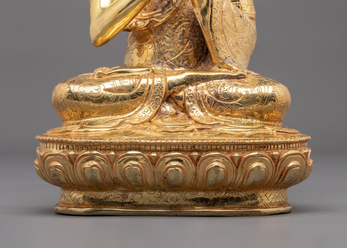 Vairocana 24K Fire Gold Gilded Statue: Radiant Copper Divinity