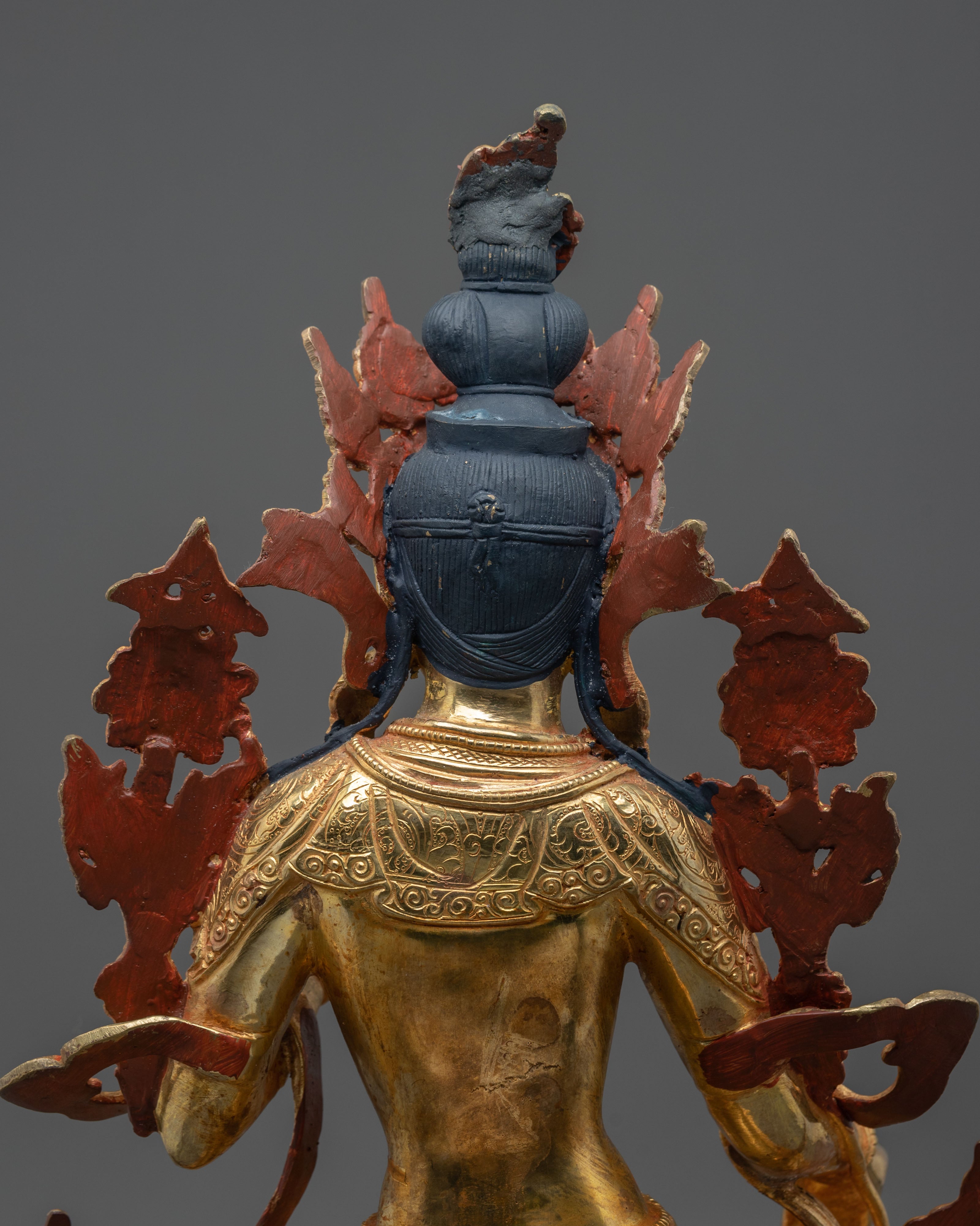 White Tara Statue Adorned with Gemstones
