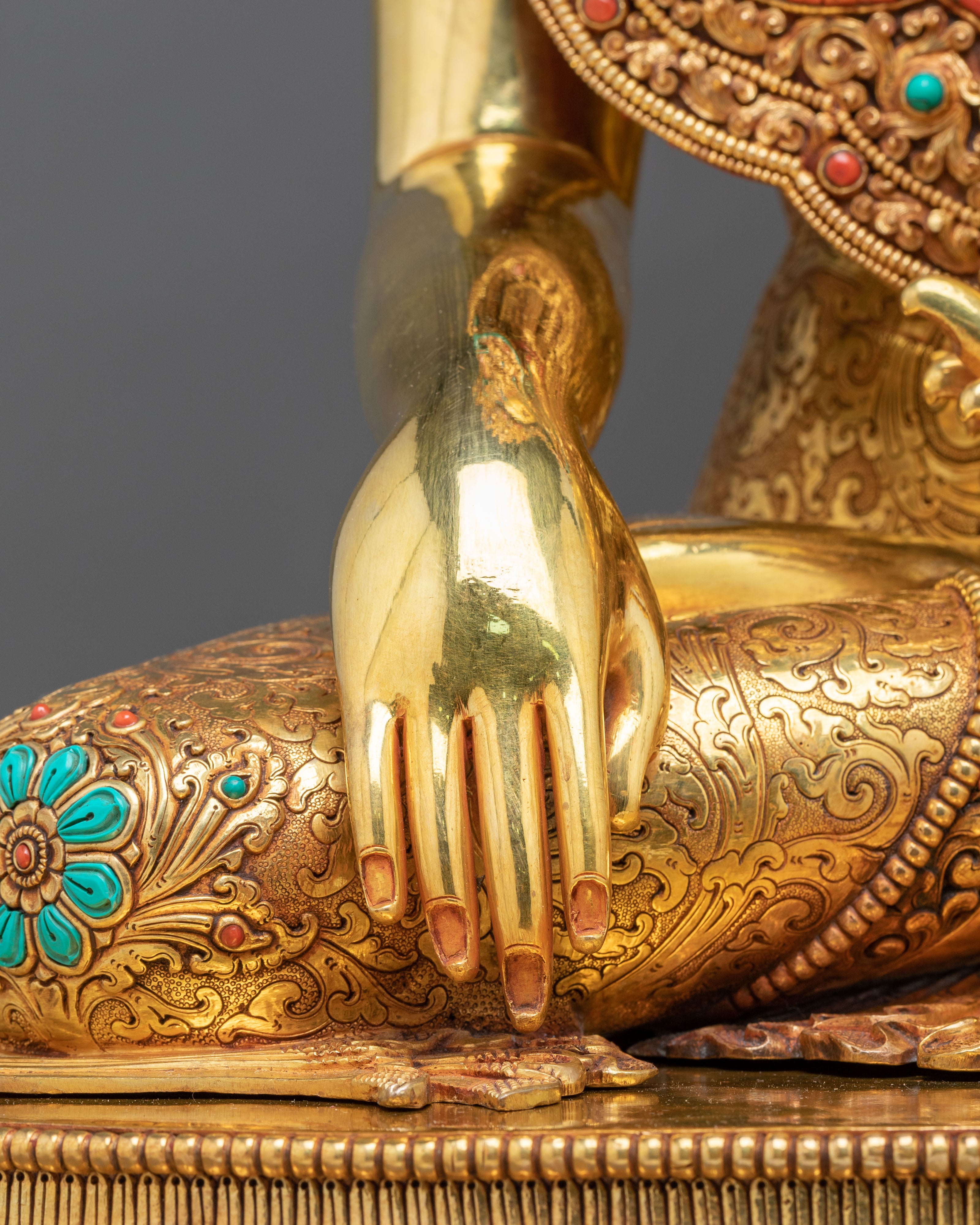 Crown Shakyamuni Buddha Figurine | 24K Gold-Gilded Buddha Statue