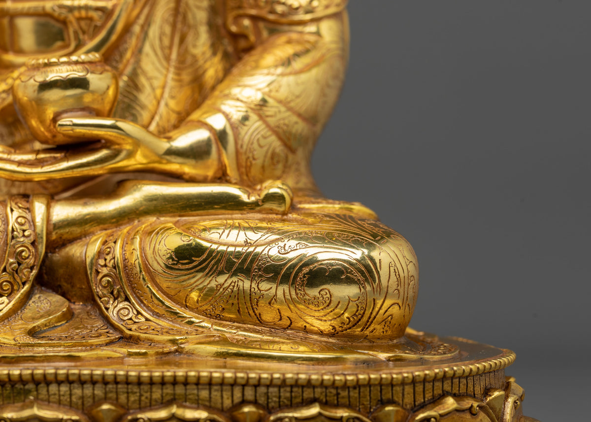 Hand-Carved Shakyamuni Buddha Sculpture of Enlightenment