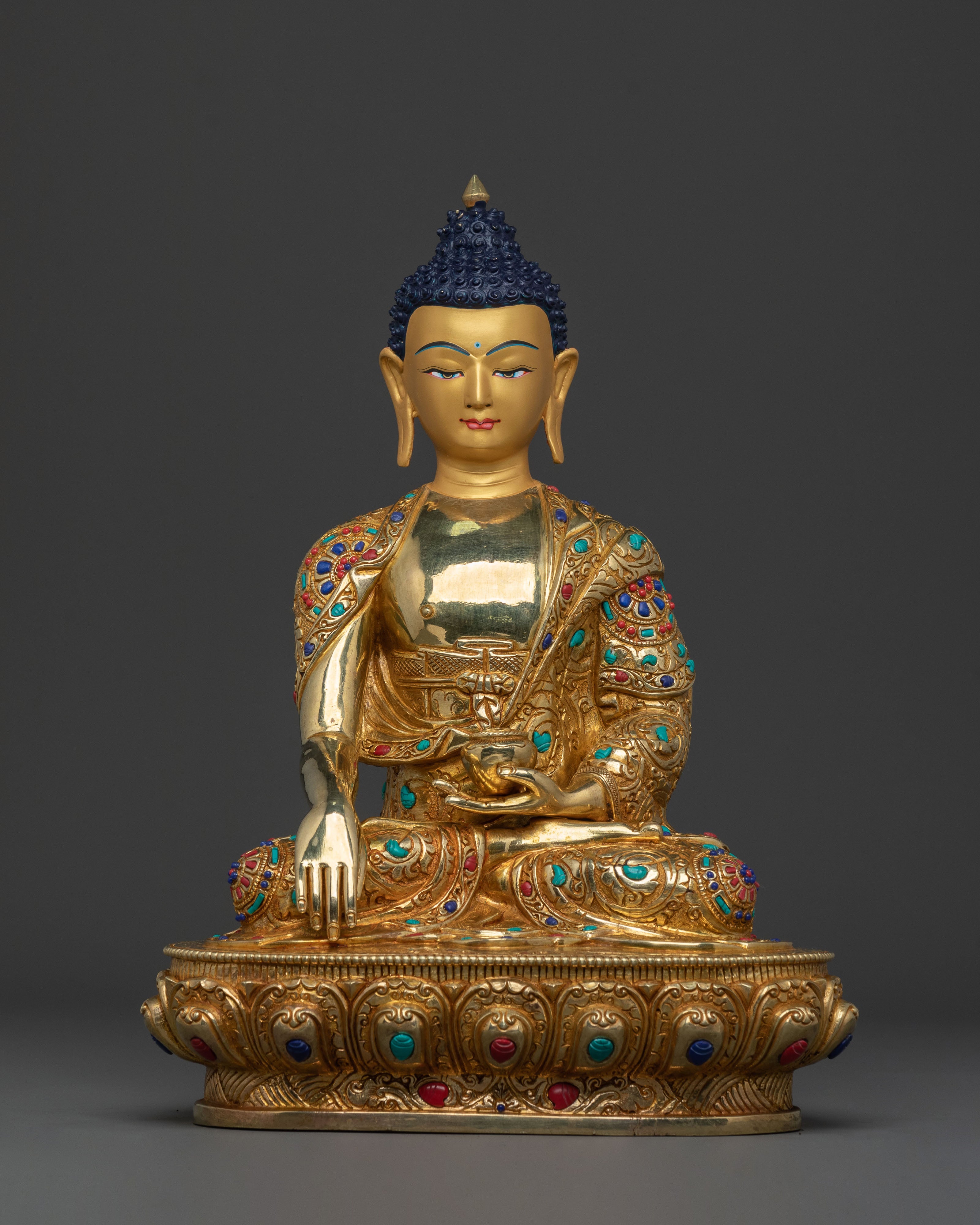  Shakyamuni Buddha 24k Gold Gilded Statue