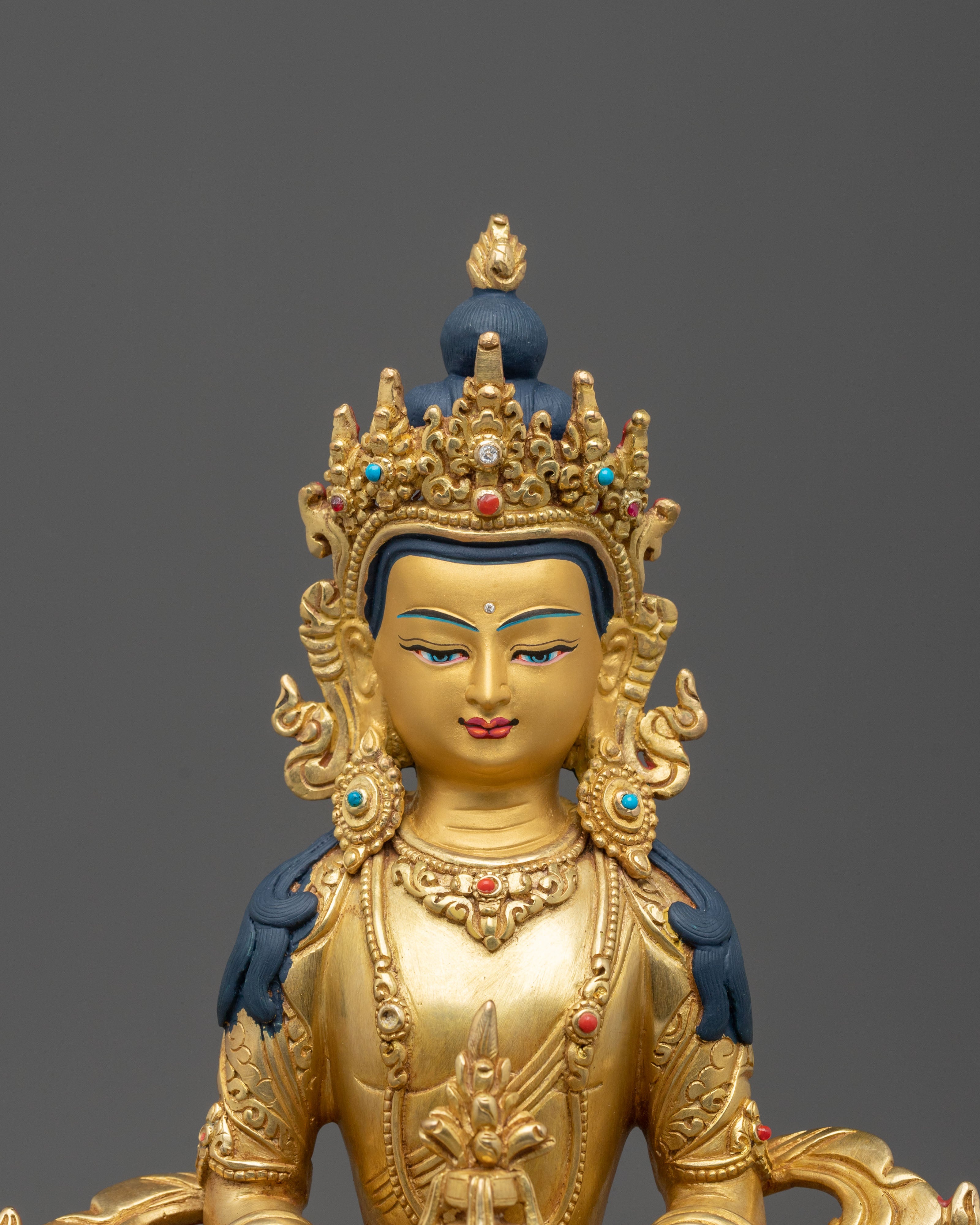 Amitayus Spiritual Figurine | 24K Gold Gilded Sacred Art