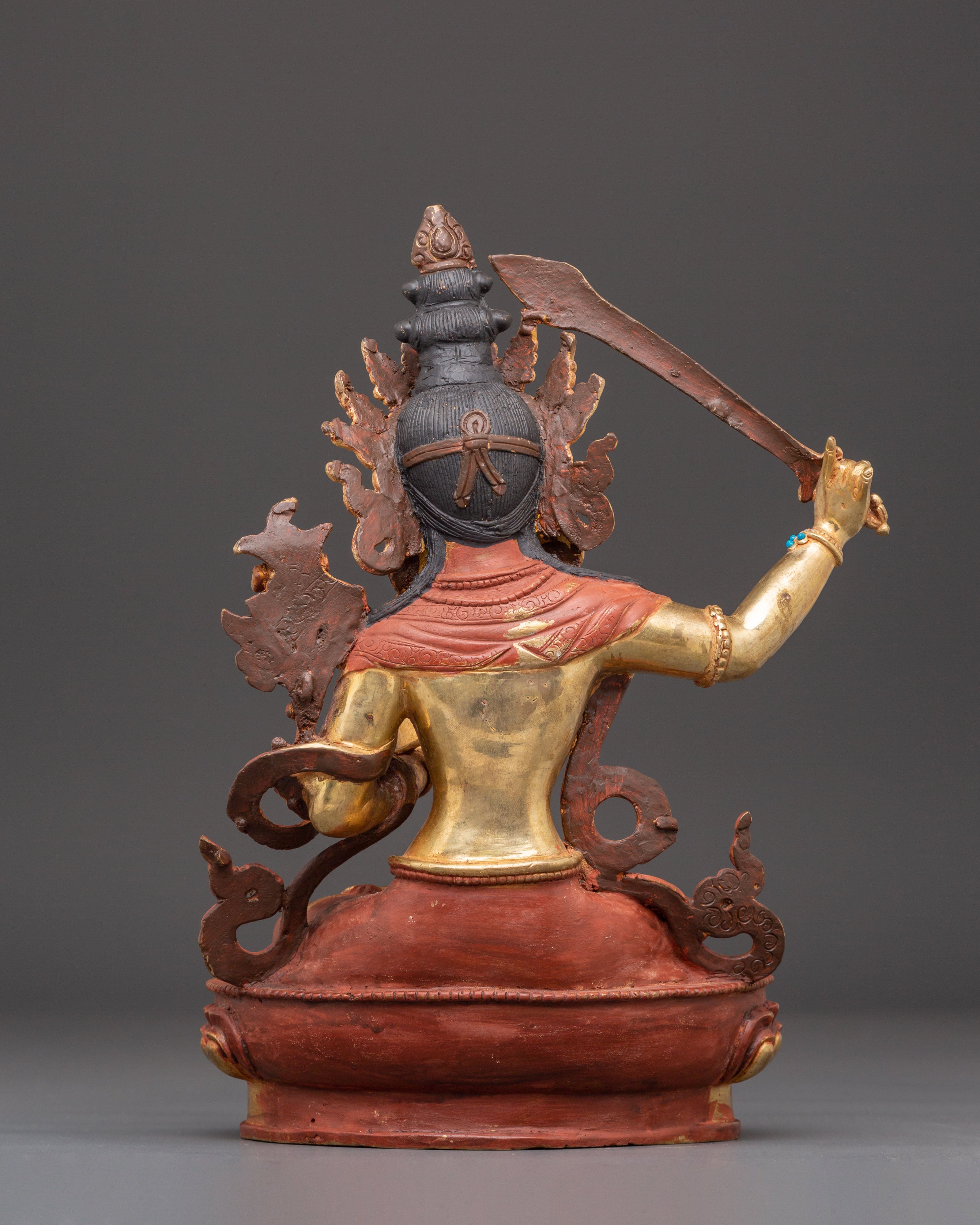 Handmade Golden Statue of Manjushri: The Wisdom Bodhisattva | Nepali Art