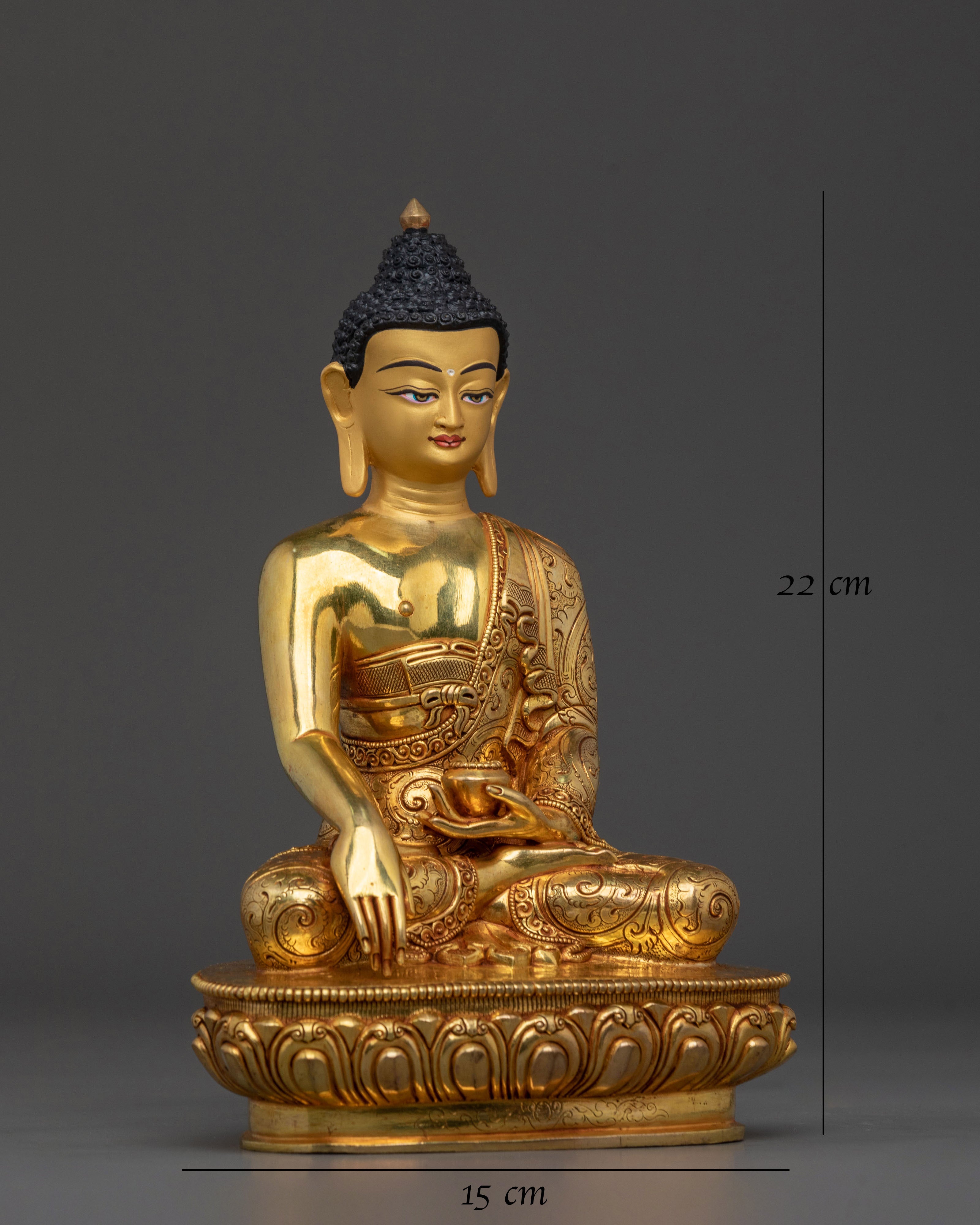 Complete Altar Set of Three Buddhas in Radiant 24K Gold