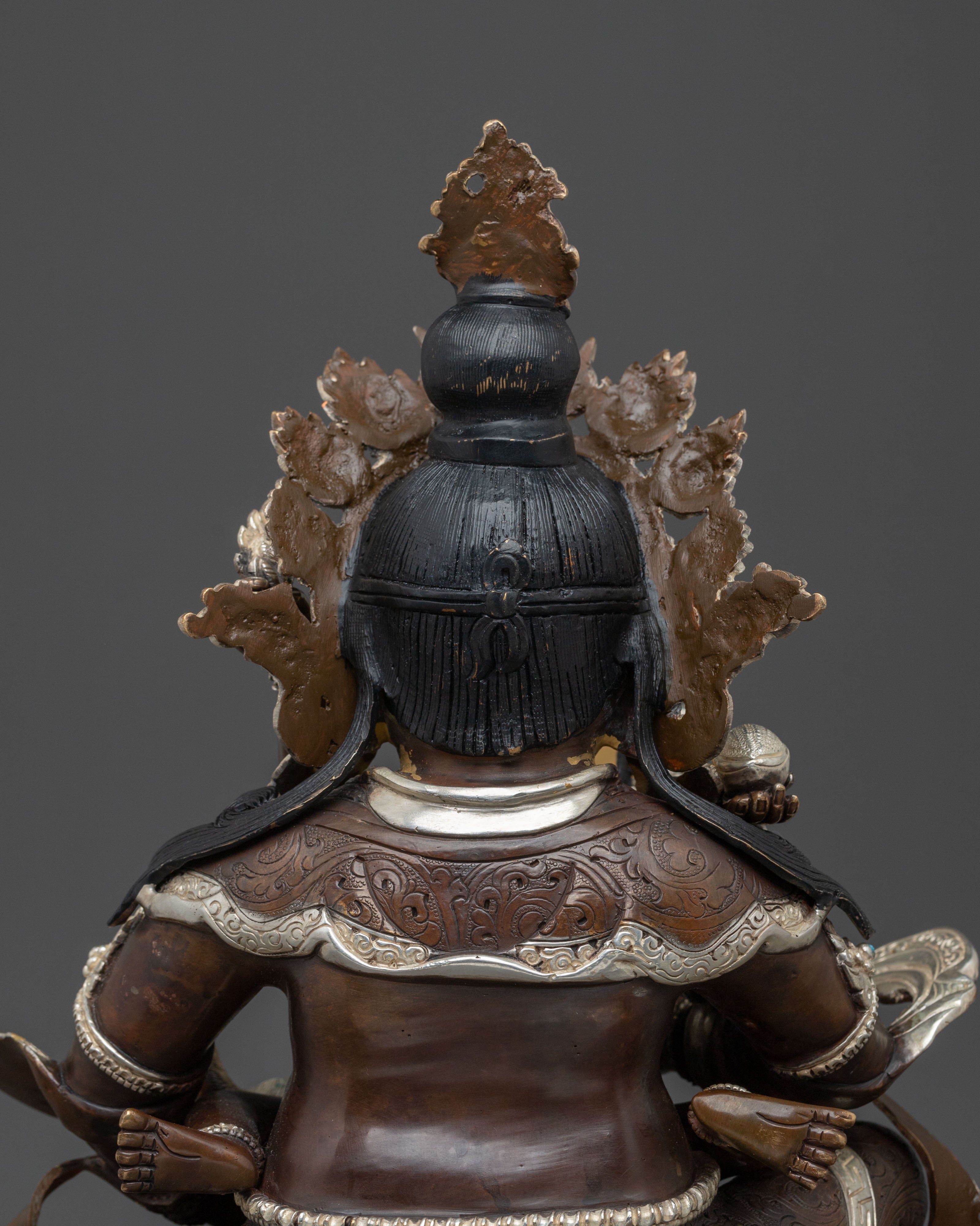 Red Dzambhala Statue | Oxidized Copper Wealth Deity
