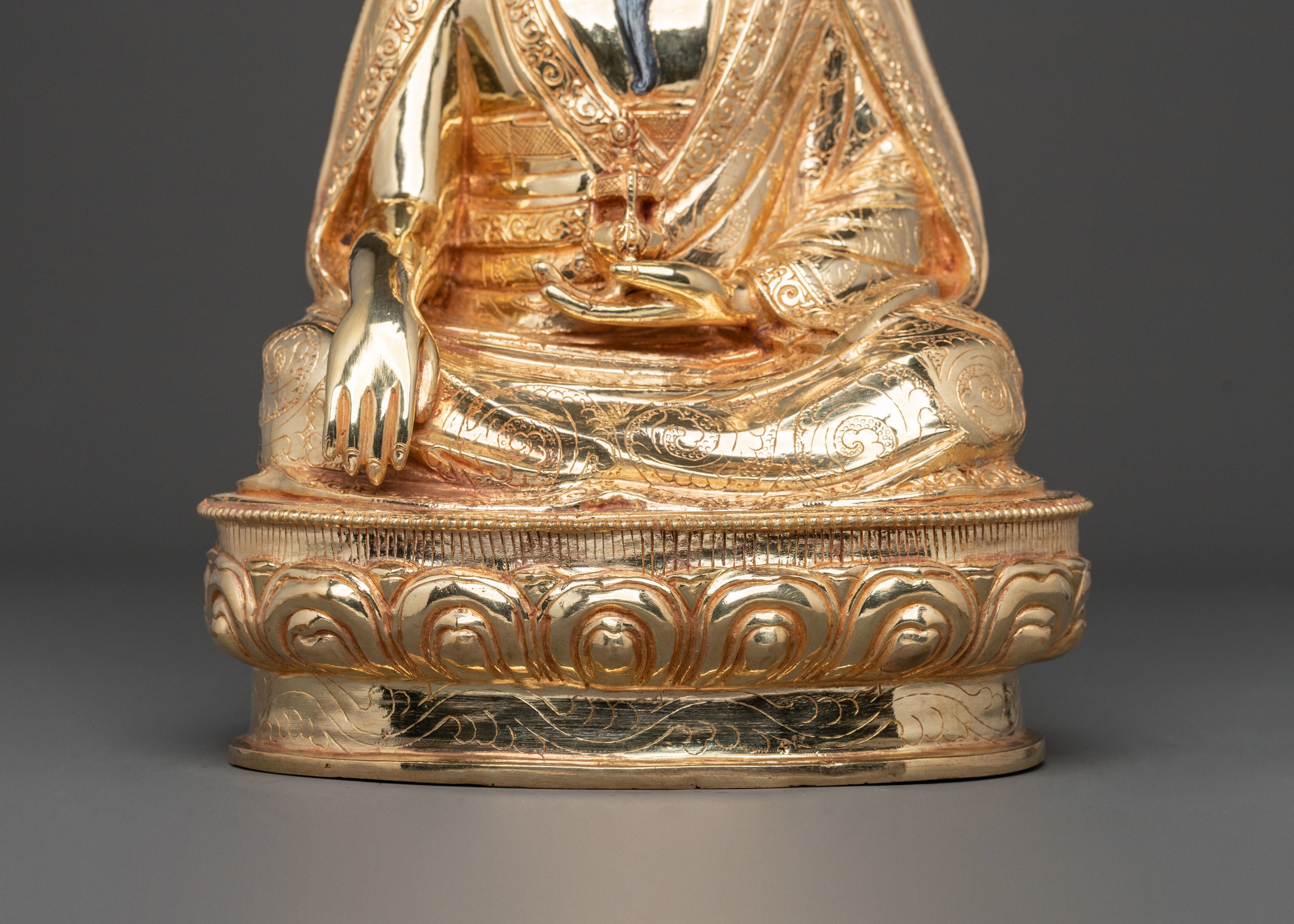Blessing Guru Shapdum Sculpture | Golden Figurine