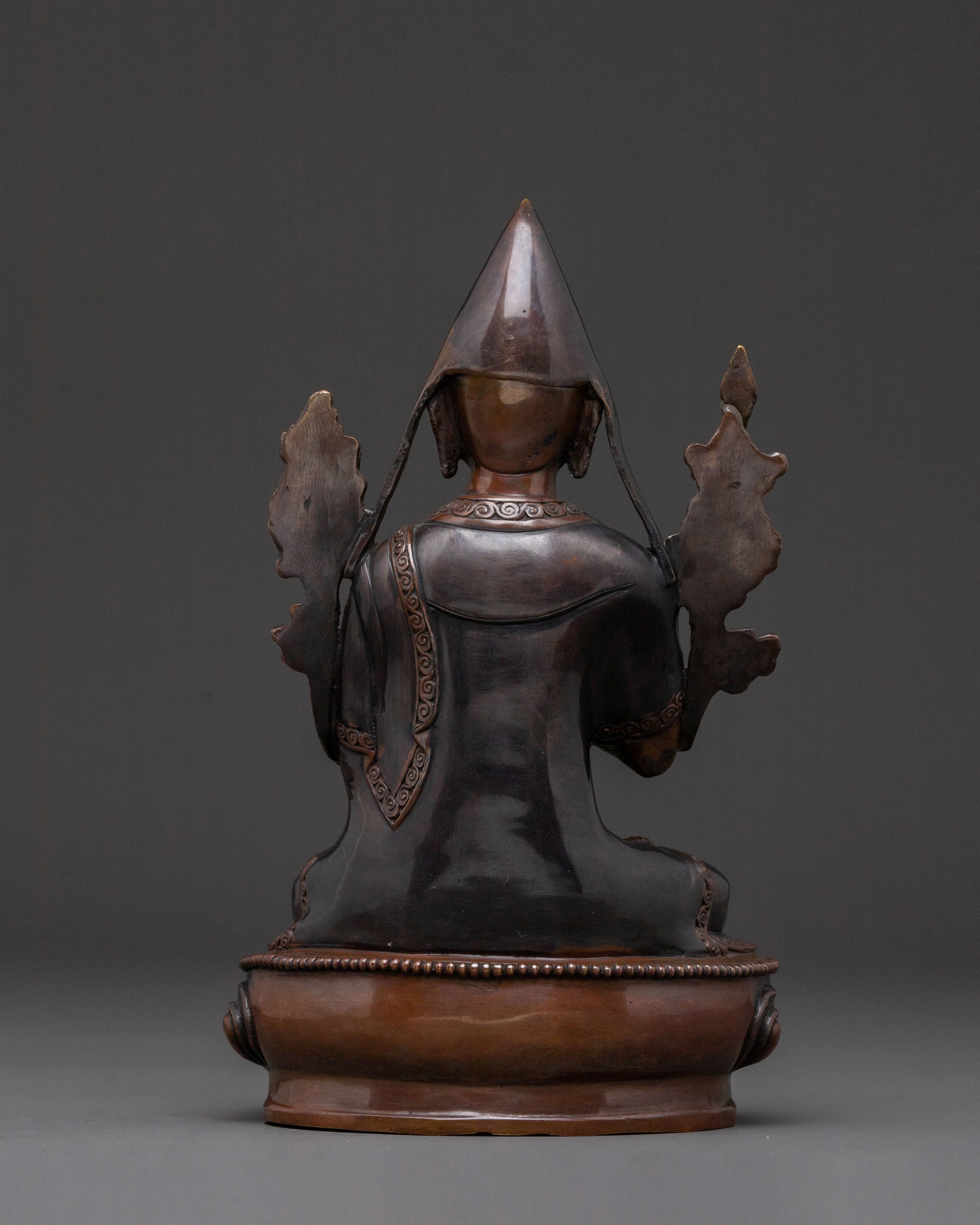 Tsongkhapa with Disciples Oxidized Copper Statue